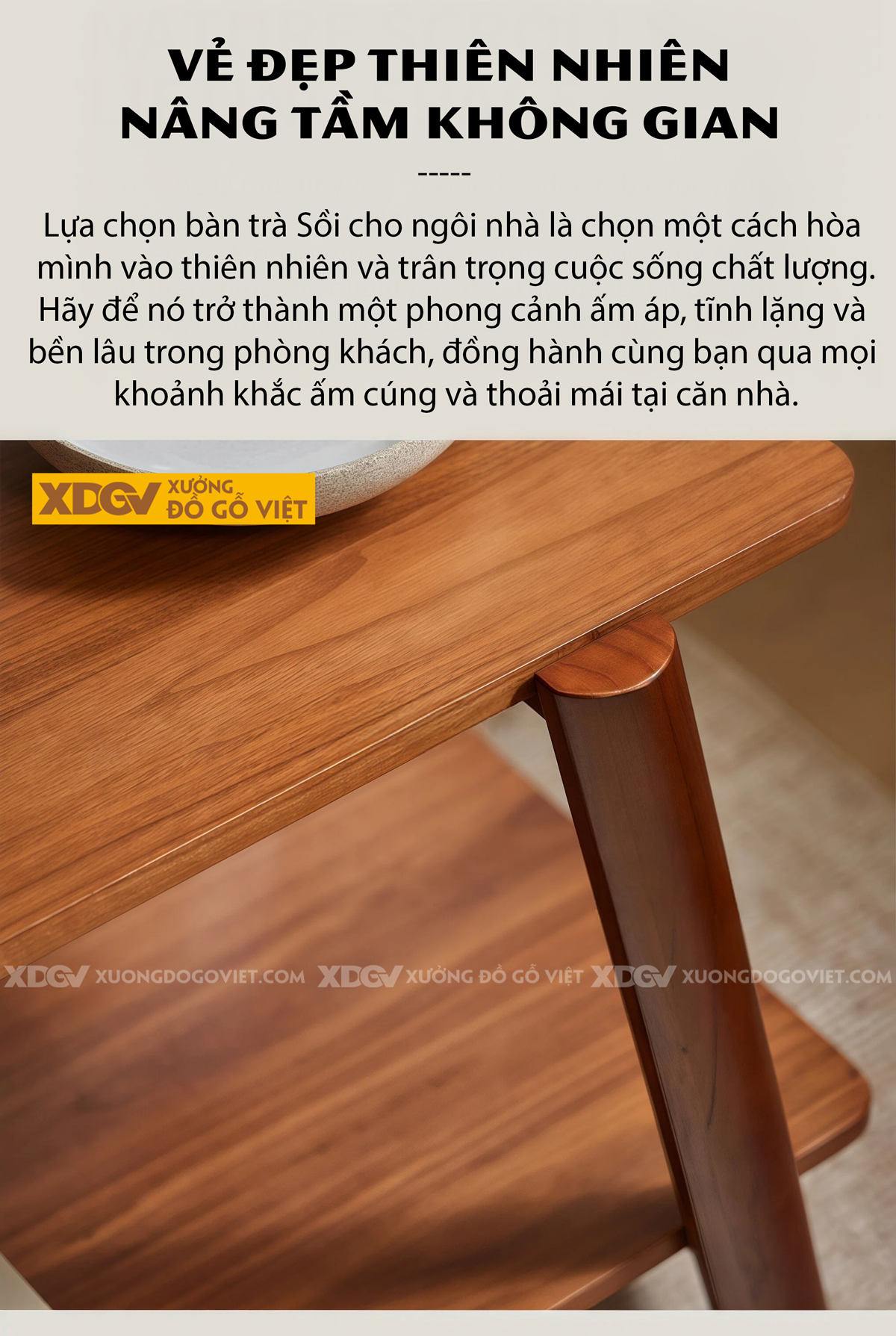 Bàn Trà Sofa Phòng Khách Hiện Đại Gỗ Sồi Thiết Kế Đa Tầng