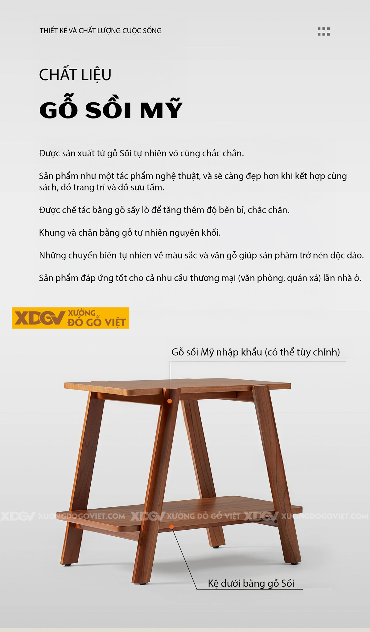 Bàn Trà Sofa Phòng Khách Hiện Đại Gỗ Sồi Thiết Kế Đa Tầng