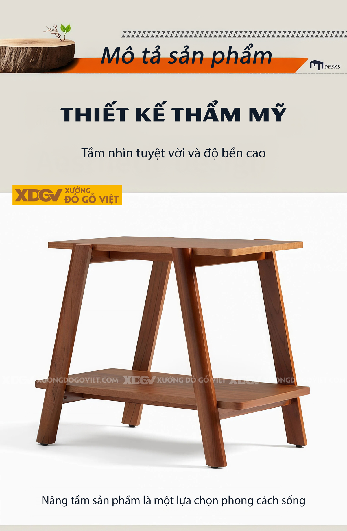 Bàn Trà Sofa Phòng Khách Hiện Đại Gỗ Sồi Thiết Kế Đa Tầng