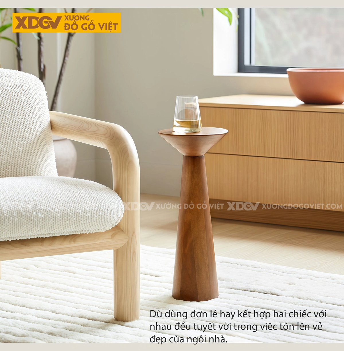 Bàn Trà Sofa Phòng Khách Kiểu Dáng Hình Nón Chân Côn Độc Đáo