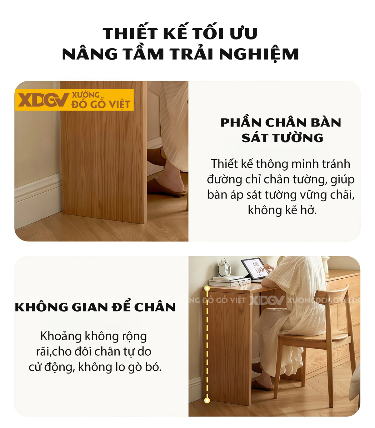 Bàn Trang Điểm Phòng Khách Gỗ Sồi Dáng Vuông Cơ Chế Mở Rộng