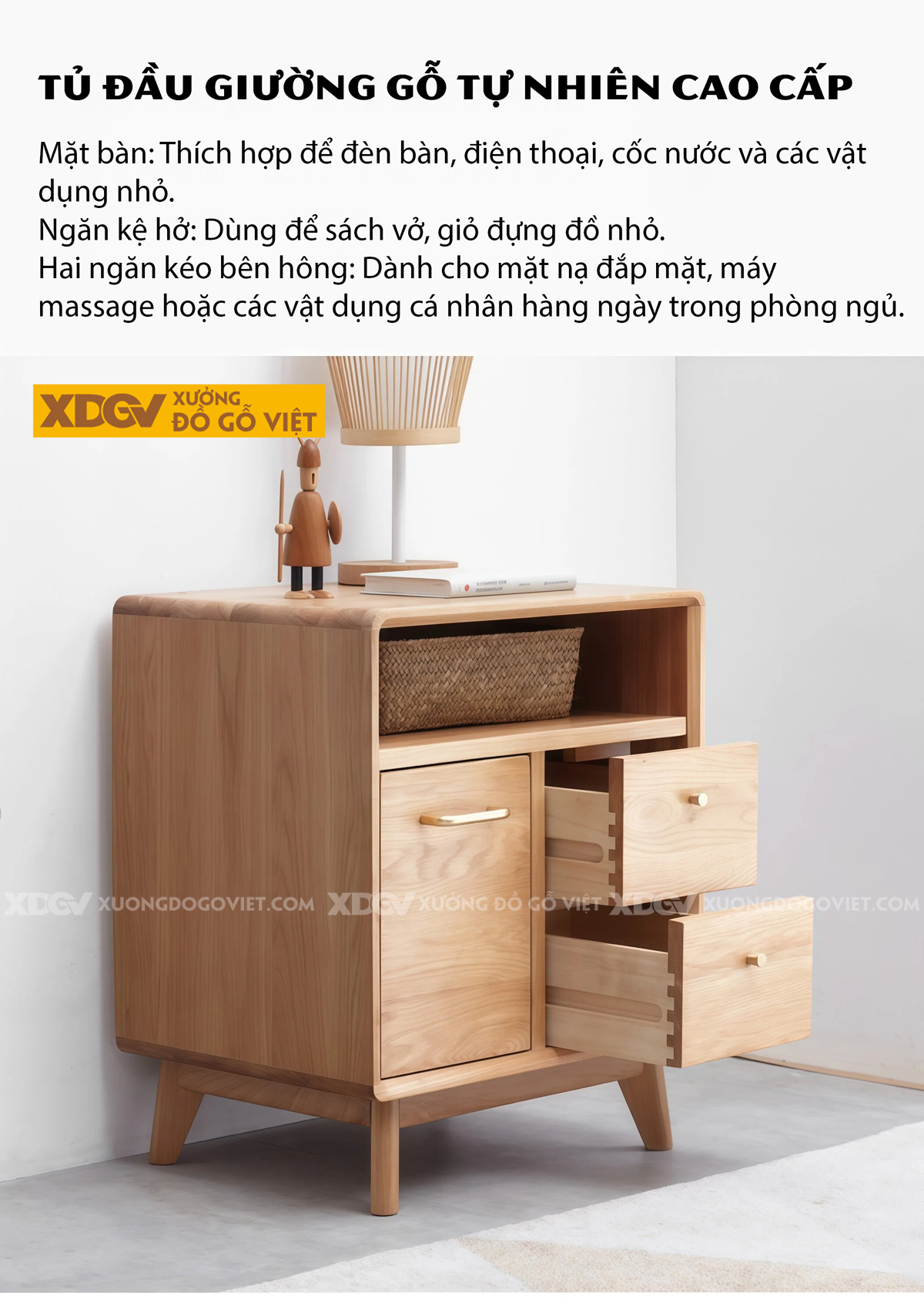 Bàn Trang Điểm Phòng Khách Gỗ Sồi Dáng Vuông Cơ Chế Mở Rộng