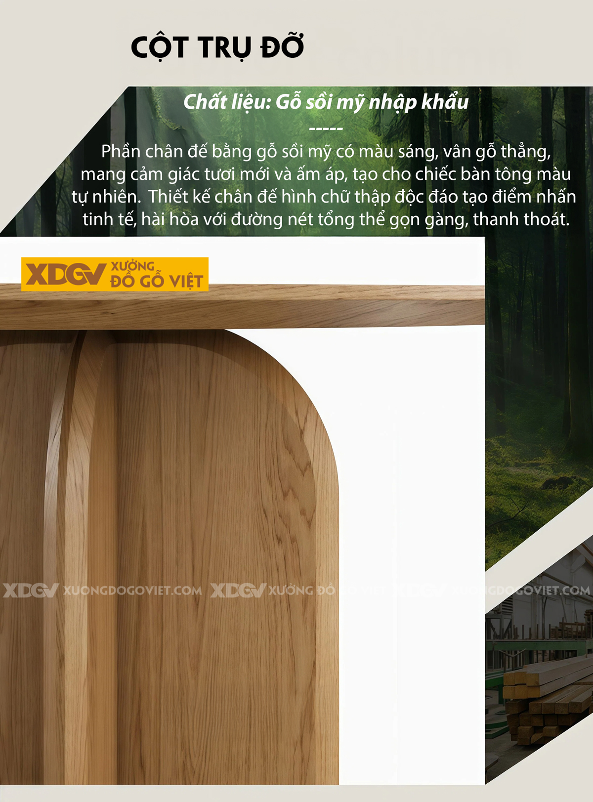 Bàn Tròn Hiện Đại Gỗ Sồi Mỹ Cấu Trúc Chân Chéo Chữ X Độc Đáo