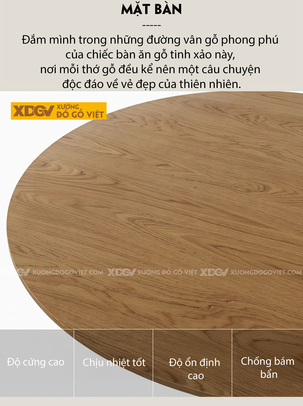 Bàn Tròn Hiện Đại Gỗ Sồi Mỹ Cấu Trúc Chân Chéo Chữ X Độc Đáo