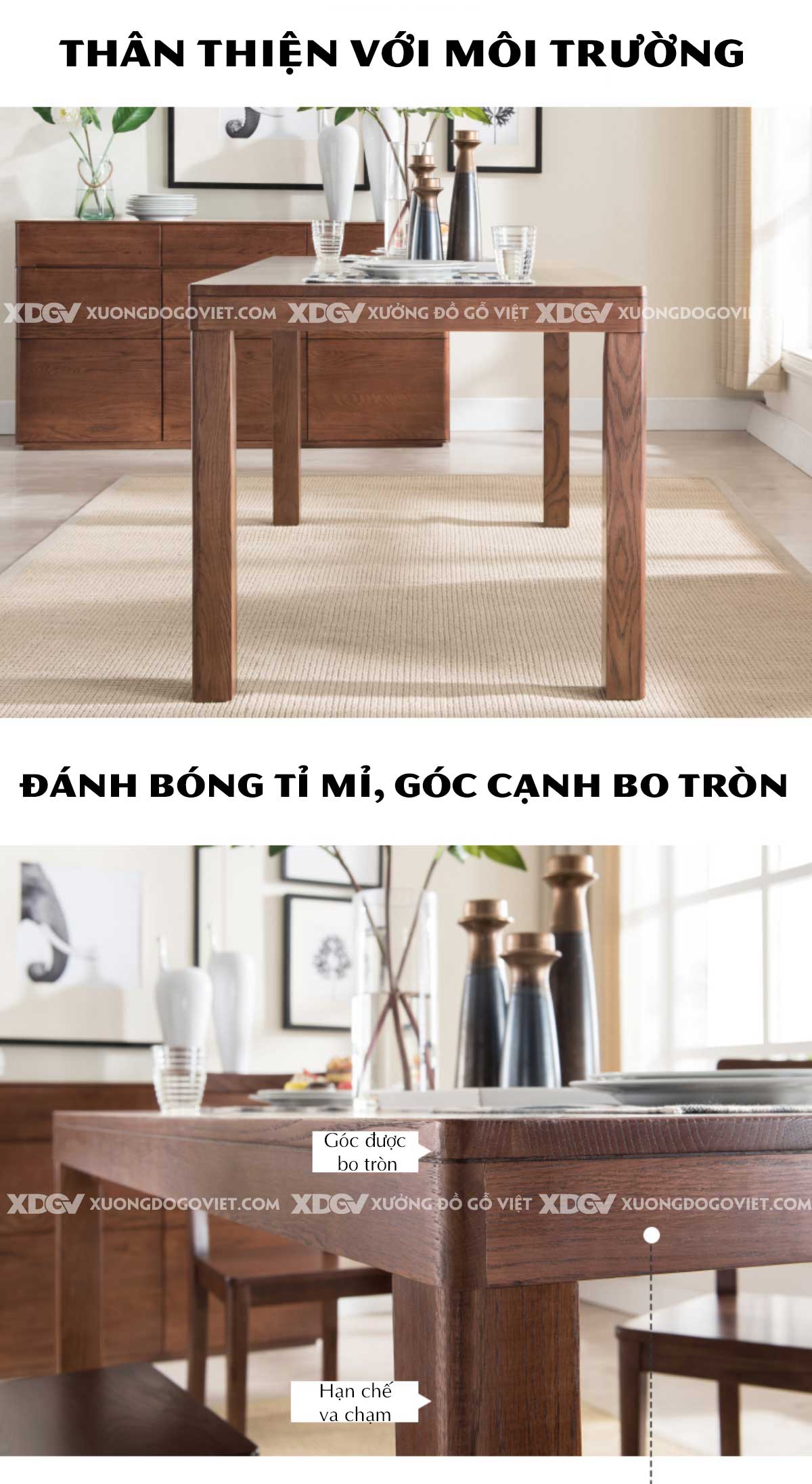 Bộ Bàn Ăn 4 Ghế Gỗ Sồi Japandi Tối Giản Chân Trụ Vuông