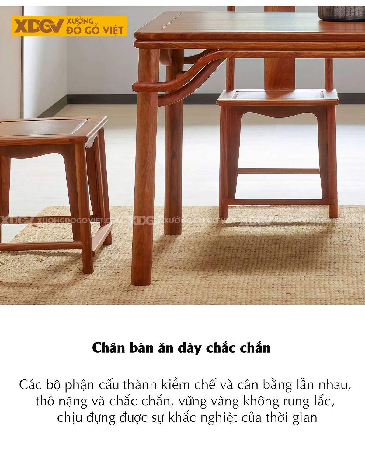 Bộ Bàn Ăn 6 Ghế Gỗ Gõ Đỏ Á Đông Hệ Quây Chân Bàn Thắt Eo