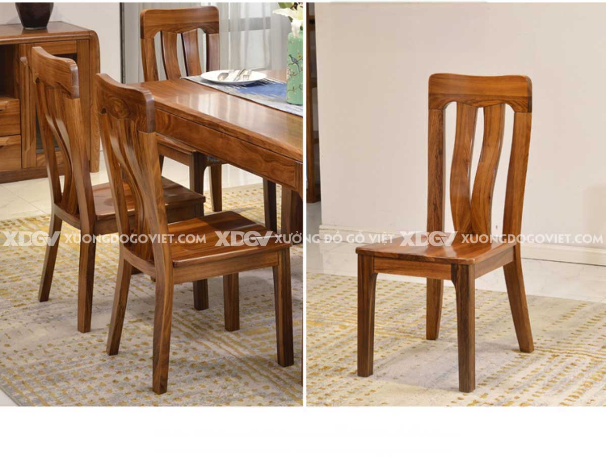 Bộ Bàn Ăn 6 Ghế Gỗ Gõ Đỏ Hiện Đại Cổ Điển Công Thái Học