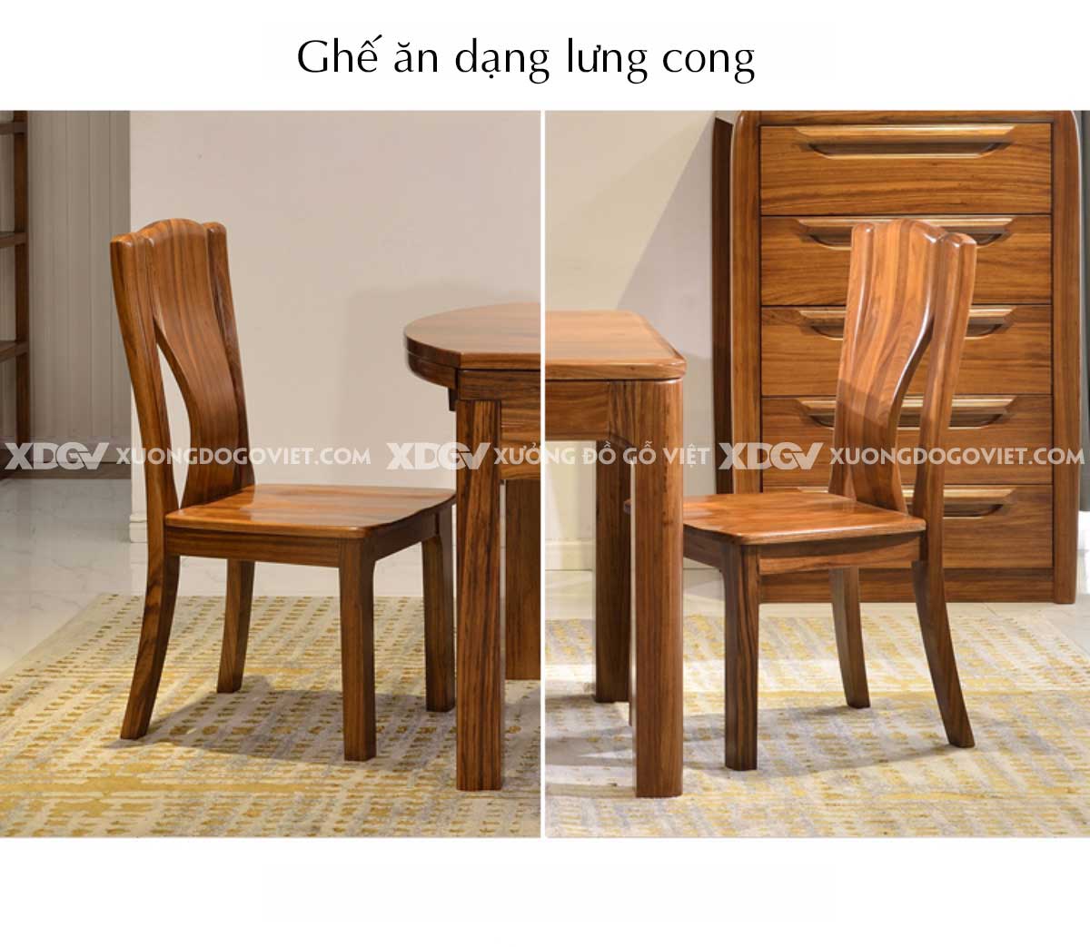 Bộ Bàn Ăn 6 Ghế Gỗ Gõ Đỏ Hiện Đại Cổ Điển Công Thái Học