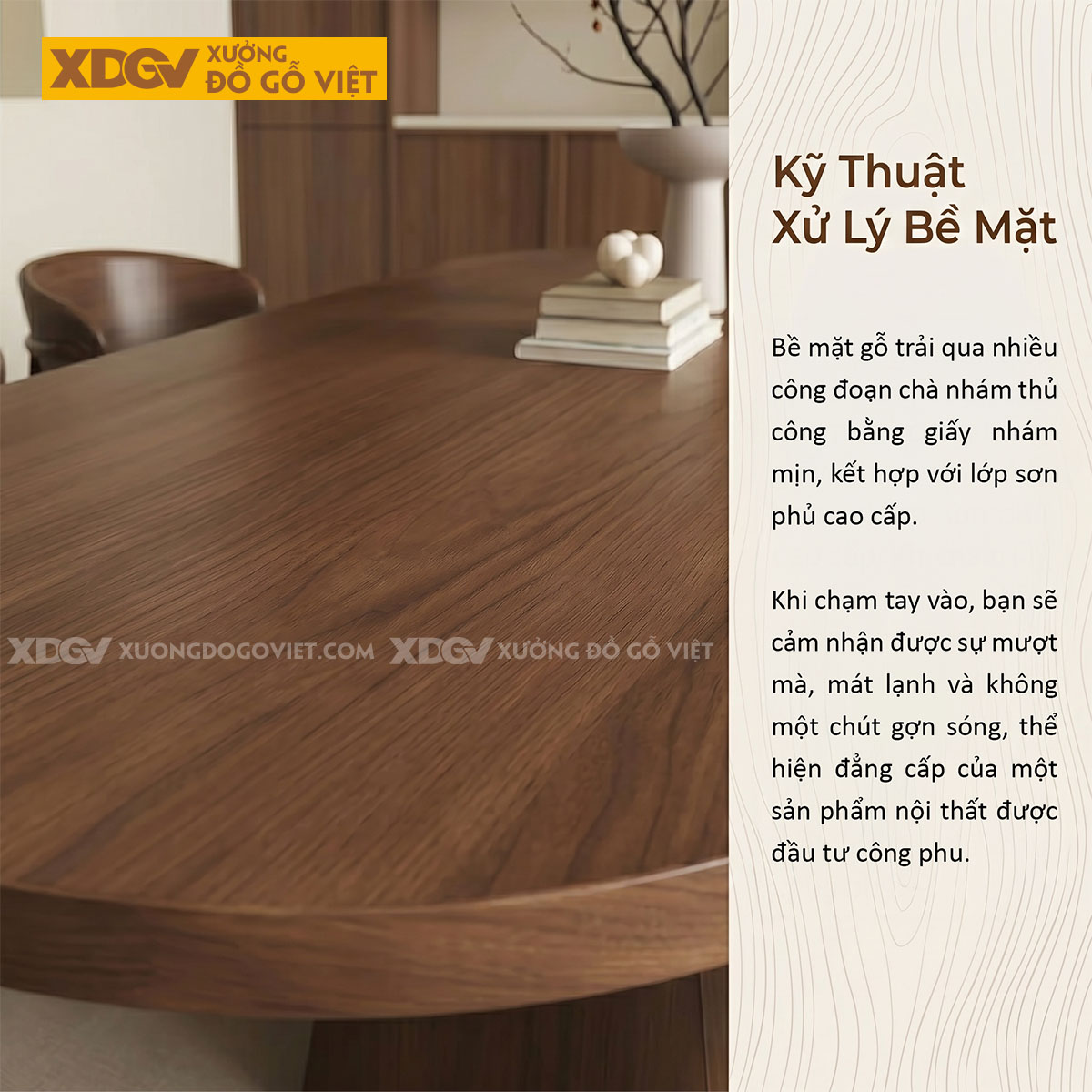 Bộ Bàn Ăn 6 Ghế Gỗ Sồi Chân Hình Chóp Nón Dày Vững Chắc
