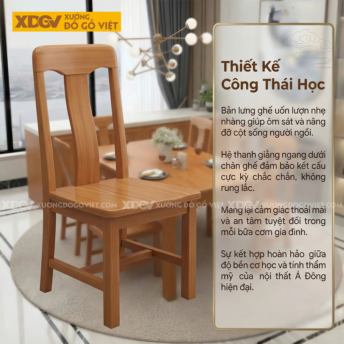 Bộ Bàn Ăn Gõ Đỏ 6 Ghế Phong Cách Á Đông Hiện Đại