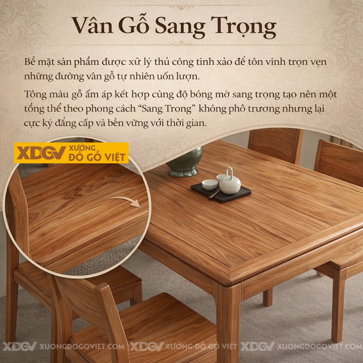 Bộ Bàn Ăn Gỗ Gõ Đỏ 4 Ghế Thiết Kế Đơn Giản Cho Gia Đình