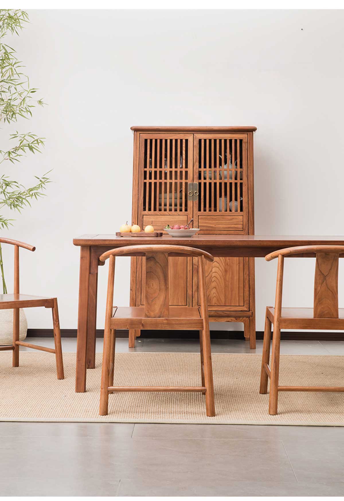 Bộ Bàn Ăn Gỗ Gõ Đỏ Á Đông Ghế Vọng Nguyệt Không Tay Vịn