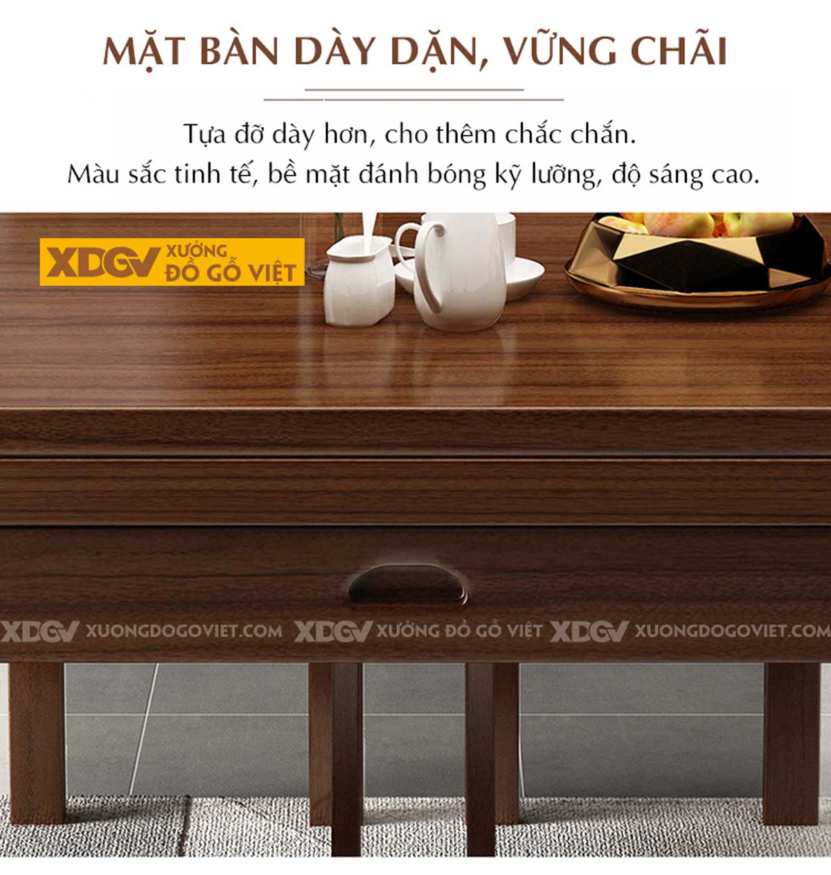 Bộ Bàn Ăn Gỗ Óc Chó 6 Ghế Mở Rộng Diện Tích Linh Hoạt