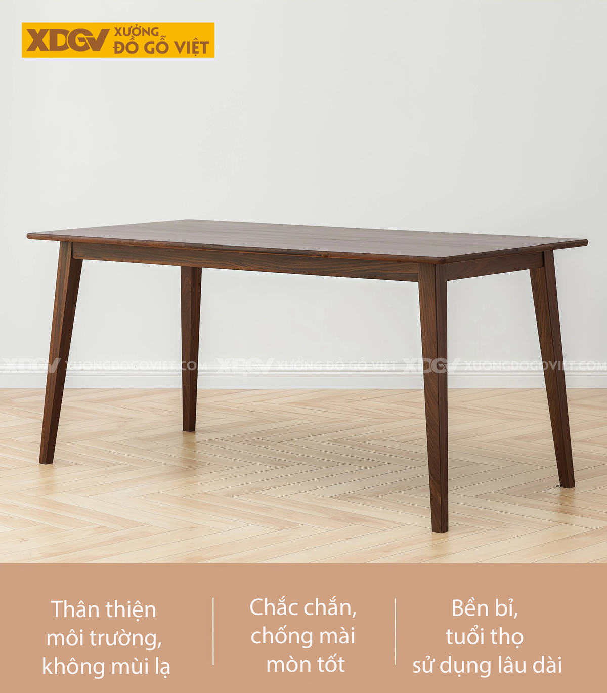 Bộ Bàn Ăn Gỗ Óc Chó Thiết Kế Cách Điệu Chân Chữ I Sang Trọng