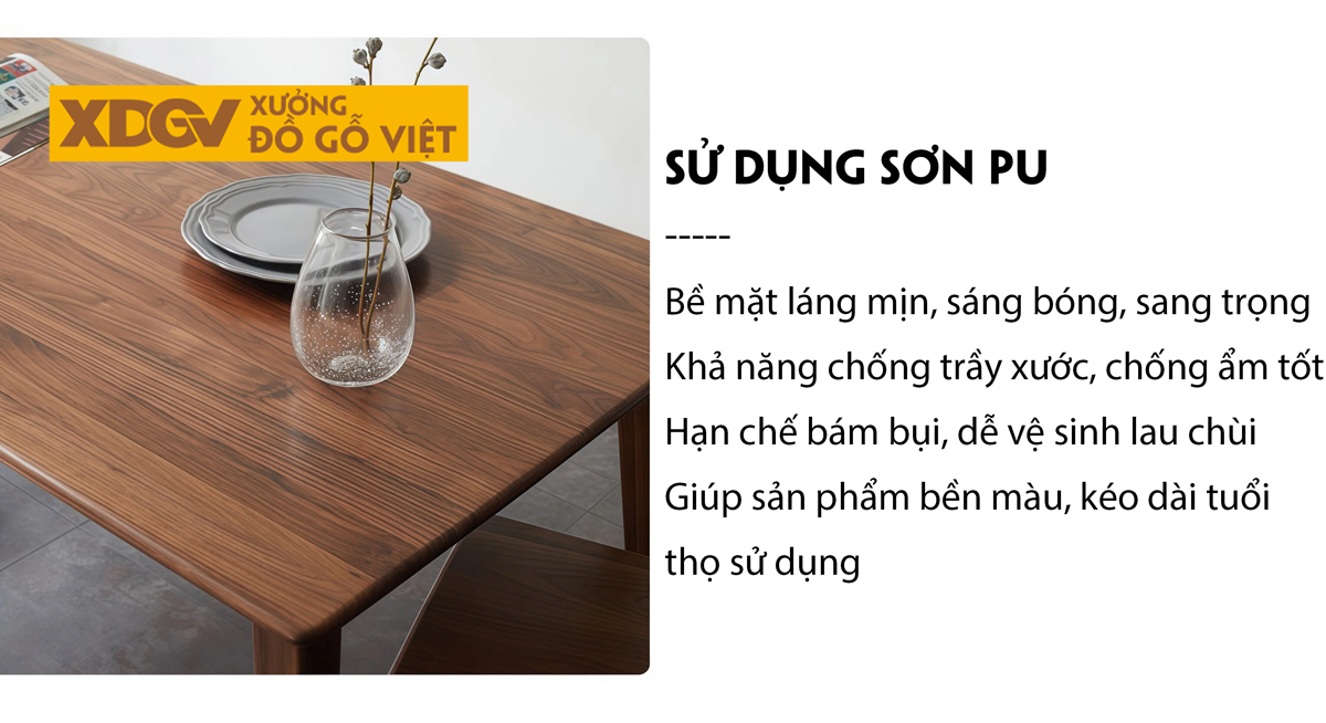 Bộ Bàn Ăn Gỗ Óc Chó Thiết Kế Cách Điệu Chân Chữ I Sang Trọng
