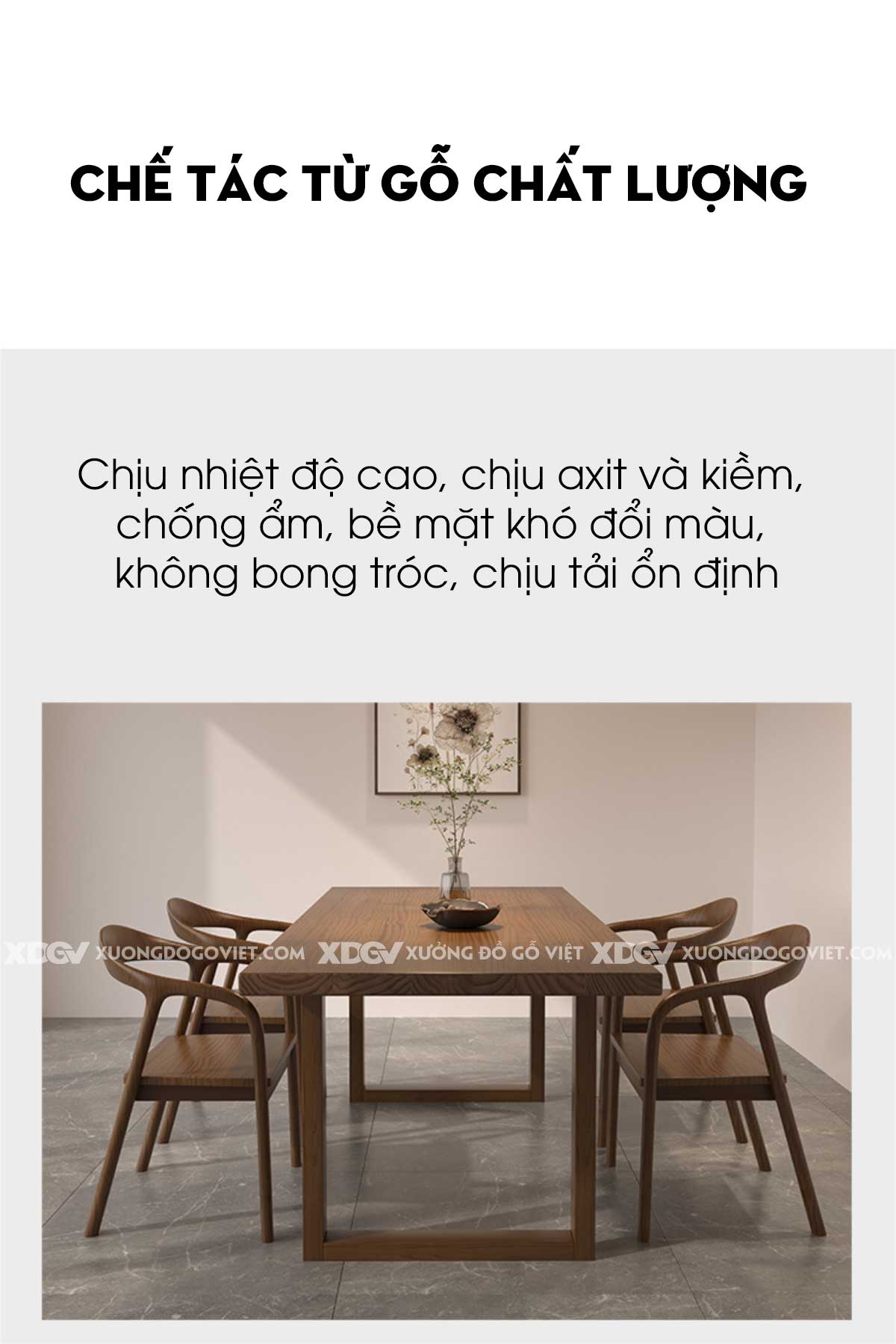 Bộ Bàn Ăn Gỗ Sồi Hiện Đại Bắc Âu Tối Giản Chân U Độc Đáo