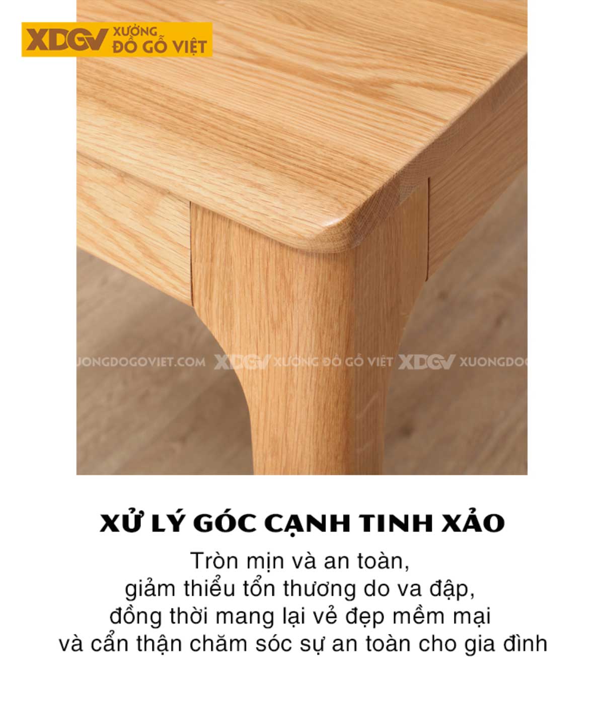 Bộ Bàn Ăn Gỗ Sồi Màu Tự Nhiên Hiện Đại Kết Cấu Liền Mạch