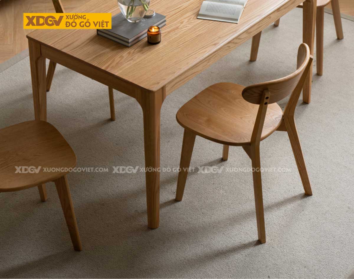 Bộ Bàn Ăn Gỗ Sồi Mỹ 4 Ghế Phong Cách Bắc Âu Kết Hợp Nhật Bản