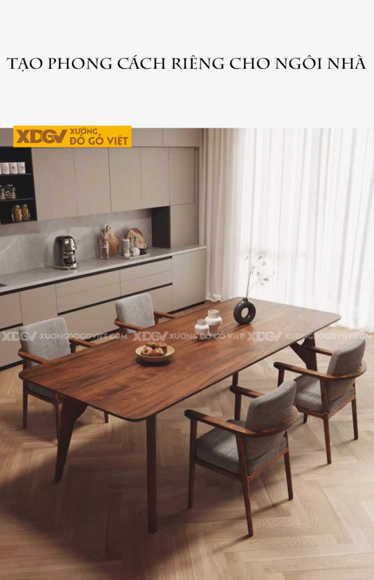Bộ Bàn Ăn Gỗ Sồi Mỹ Hiện Đại Tối Giản Bắc Âu