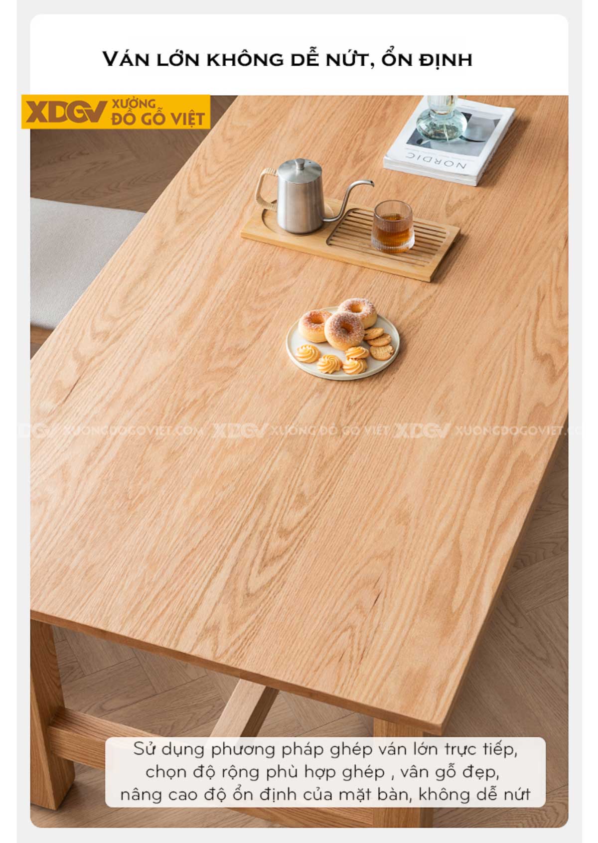 Bộ Bàn Ăn Gỗ Sồi Mỹ Thiết Kế Vuông Hiện Đại