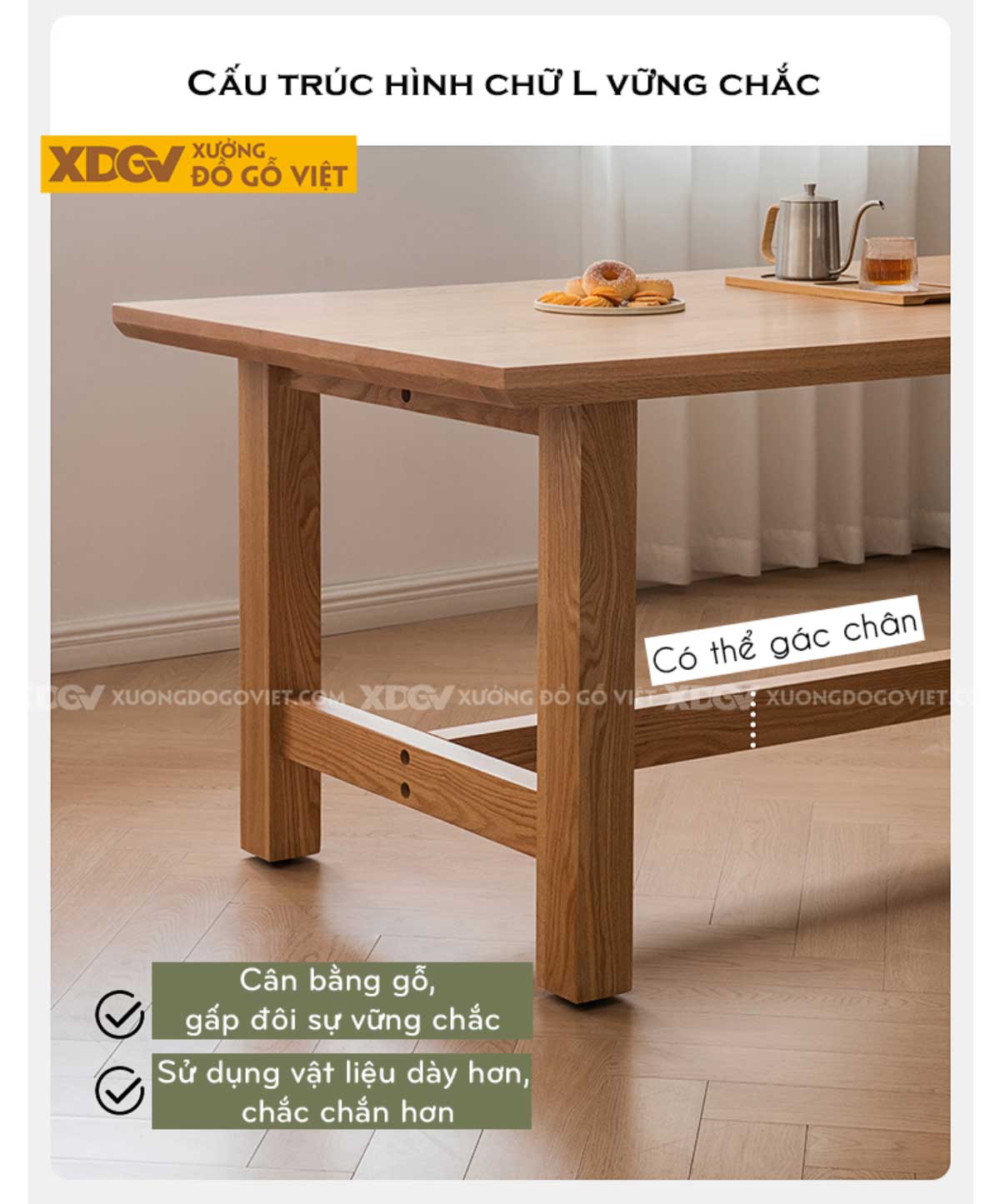 Bộ Bàn Ăn Gỗ Sồi Mỹ Thiết Kế Vuông Hiện Đại