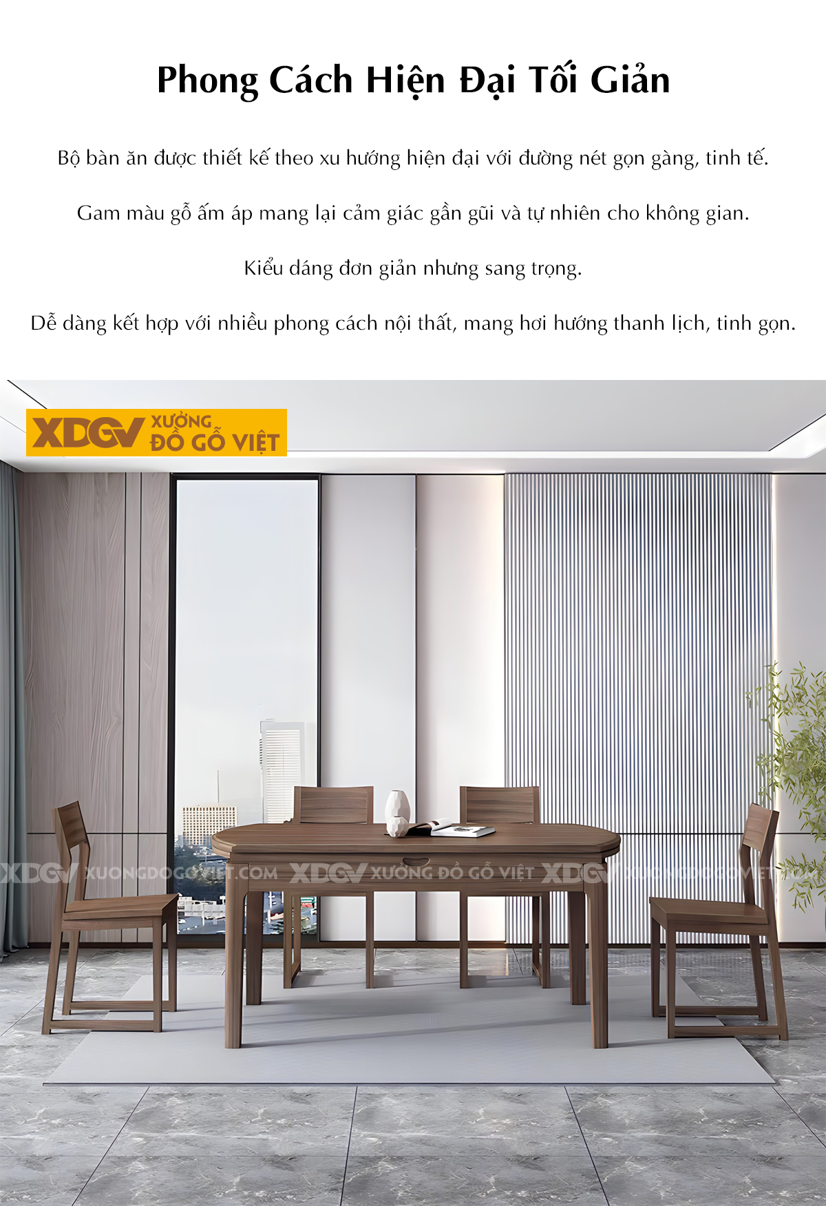 Bộ Bàn Ăn Phòng Bếp Gỗ Óc Chó Cơ Chế Mở Rộng Linh Hoạt