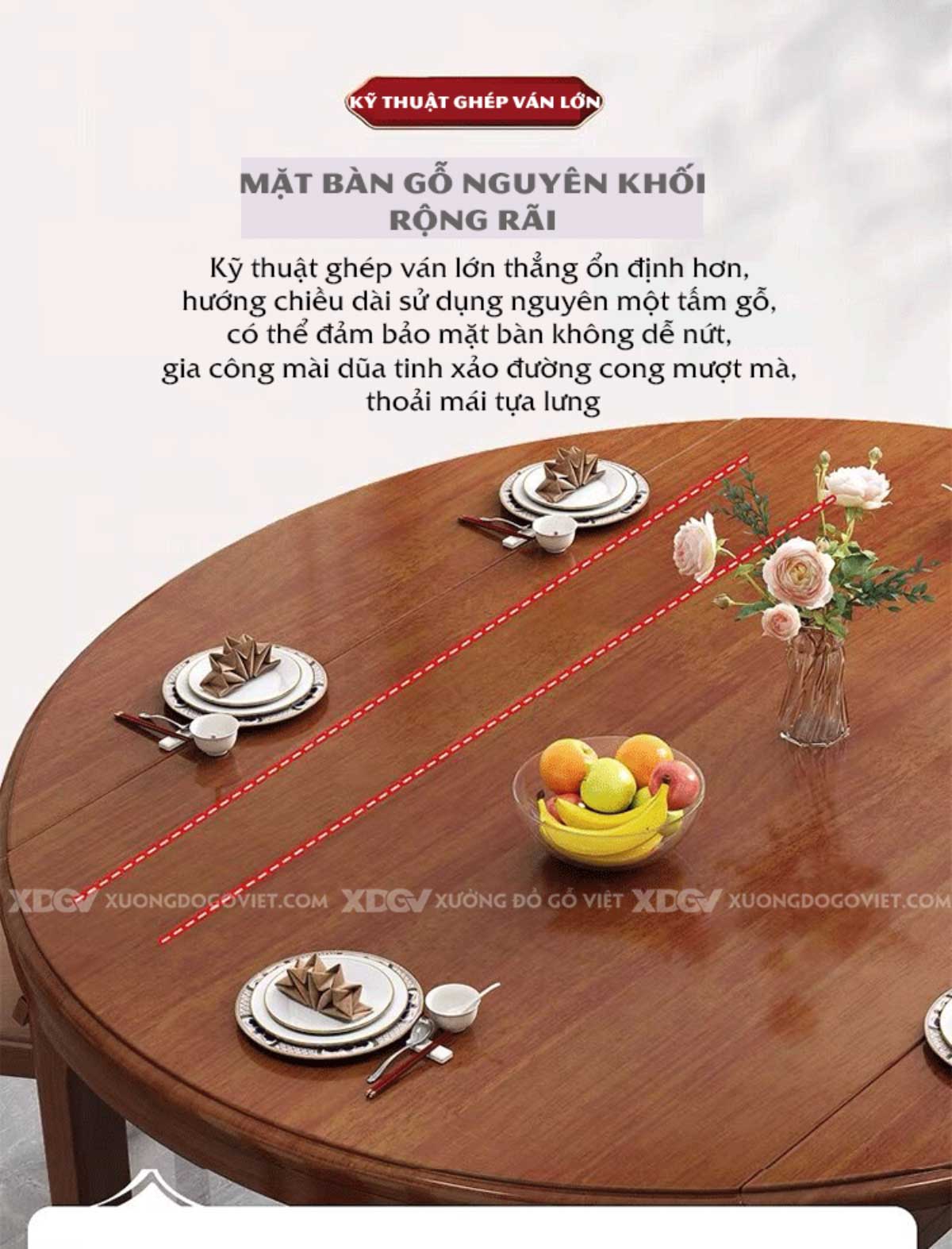 Bộ Bàn Ăn Thông Minh Gỗ Sồi Mỹ Mở Rộng Tròn 4-8 Người