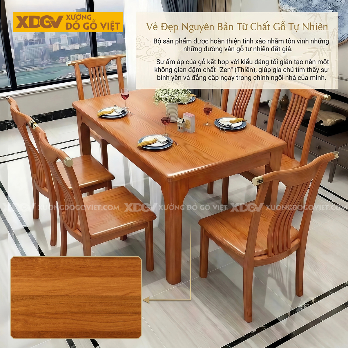 Bộ Bàn Ghế Ăn Gỗ Gõ Đỏ Phong Cách Truyền Thống Á Đông
