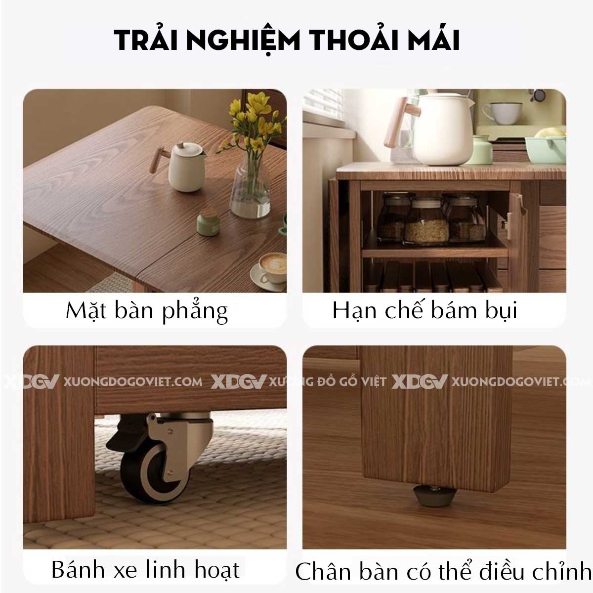Bộ Bàn Ghế Ăn Gỗ Sồi Thông Minh Gấp Gọn 3 Trong 1 Linh Hoạt