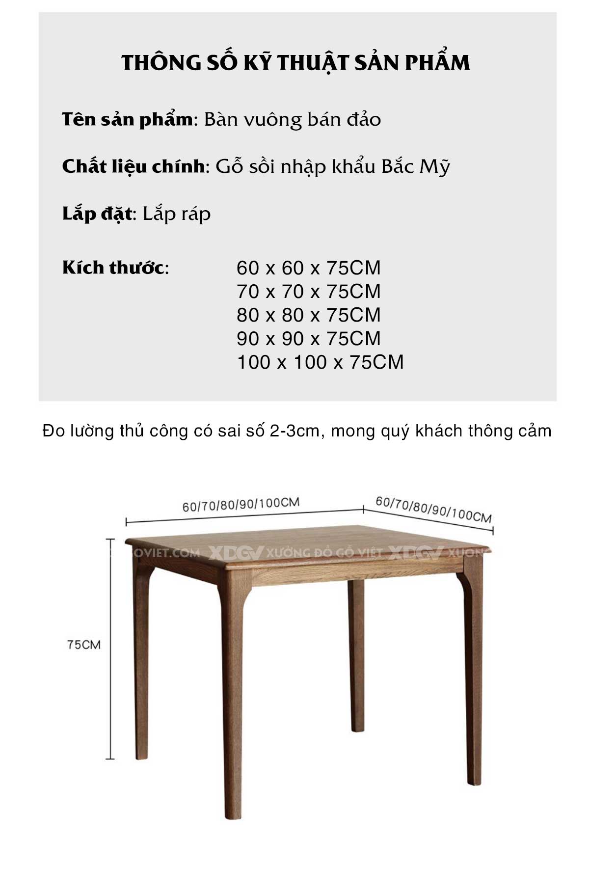 Bộ Bàn Ghế Ăn Gỗ Sồi Vuông 4 Ghế Lưng Nan
