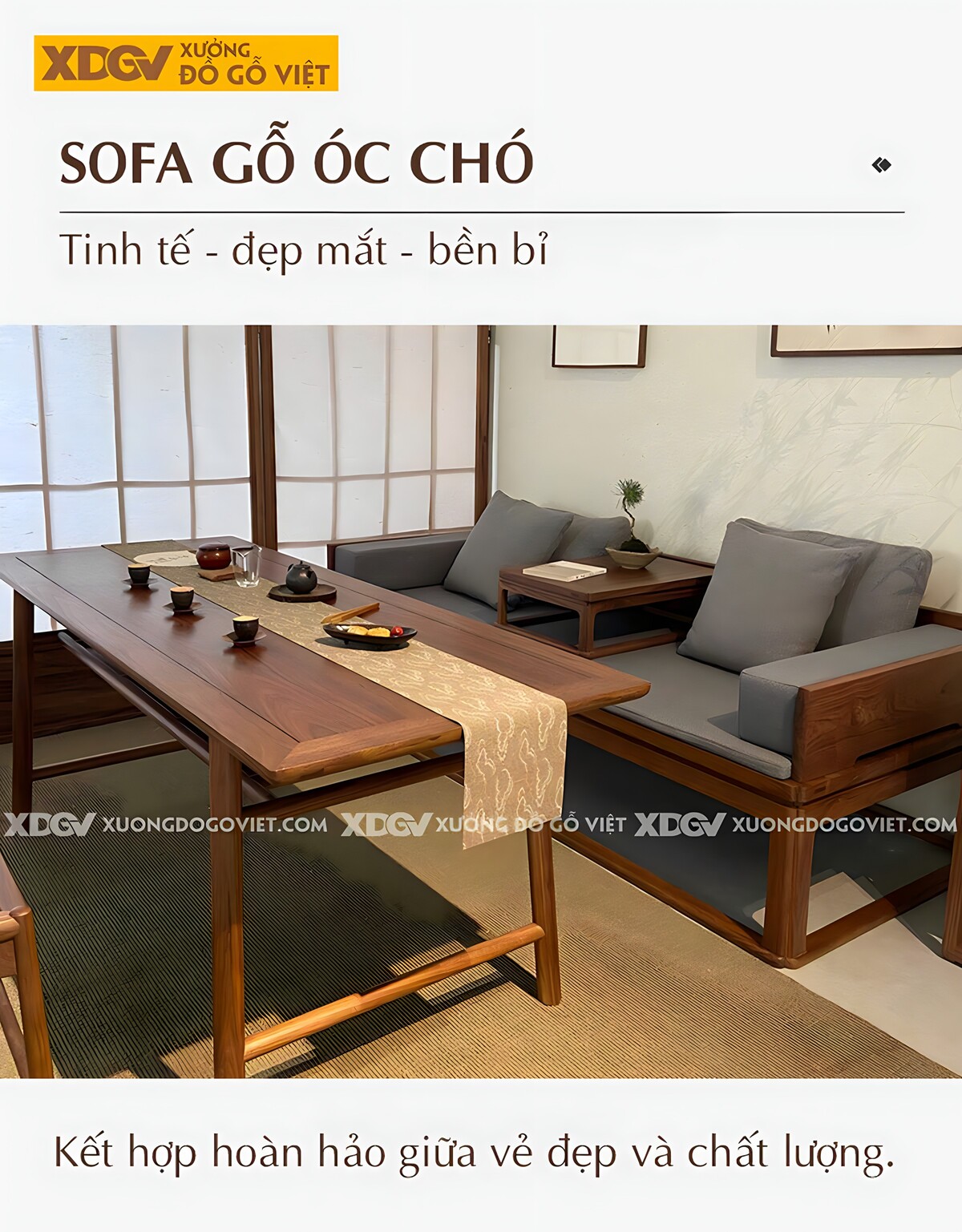 Bộ Bàn Ghế Gỗ Óc Chó Phong Cách Á Đông Cho Không Gian Trà Thất