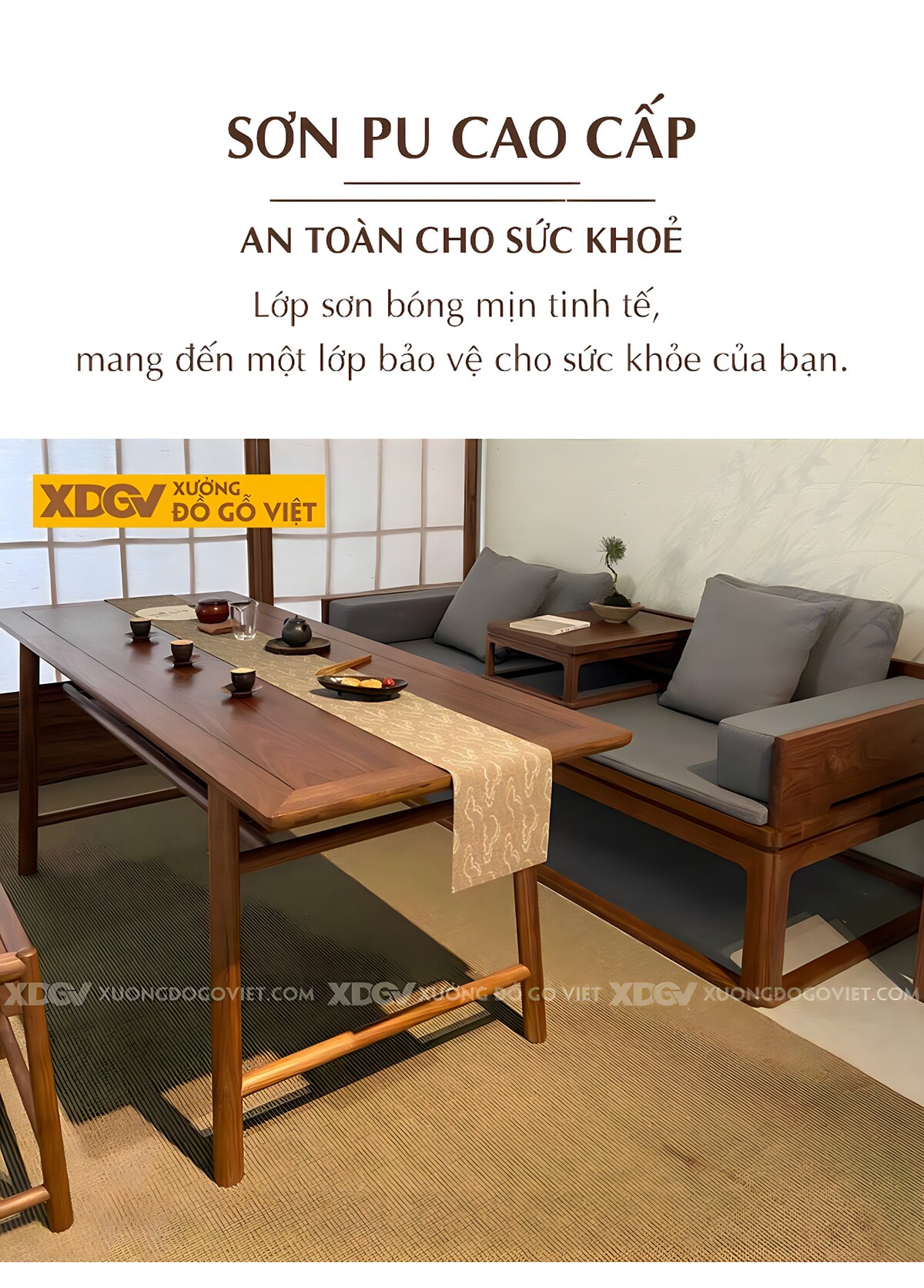 Bộ Bàn Ghế Gỗ Óc Chó Phong Cách Á Đông Cho Không Gian Trà Thất