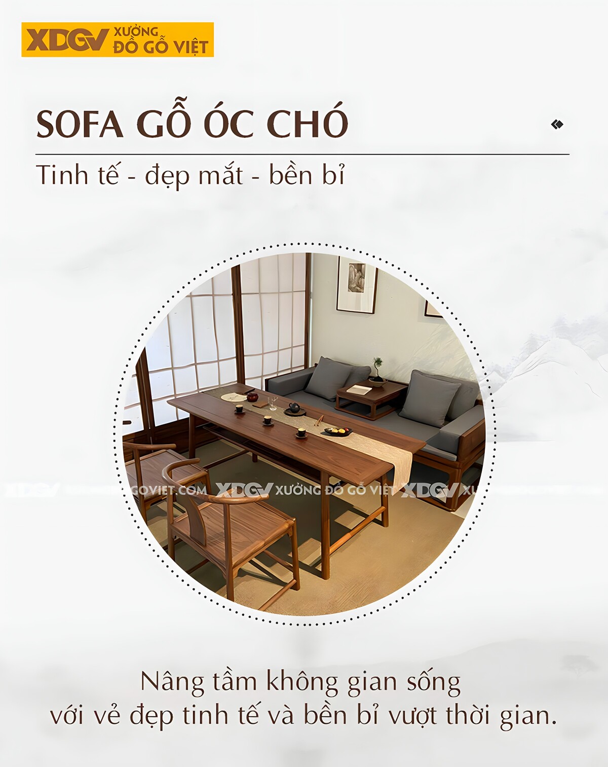 Bộ Bàn Ghế Gỗ Óc Chó Phong Cách Á Đông Cho Không Gian Trà Thất