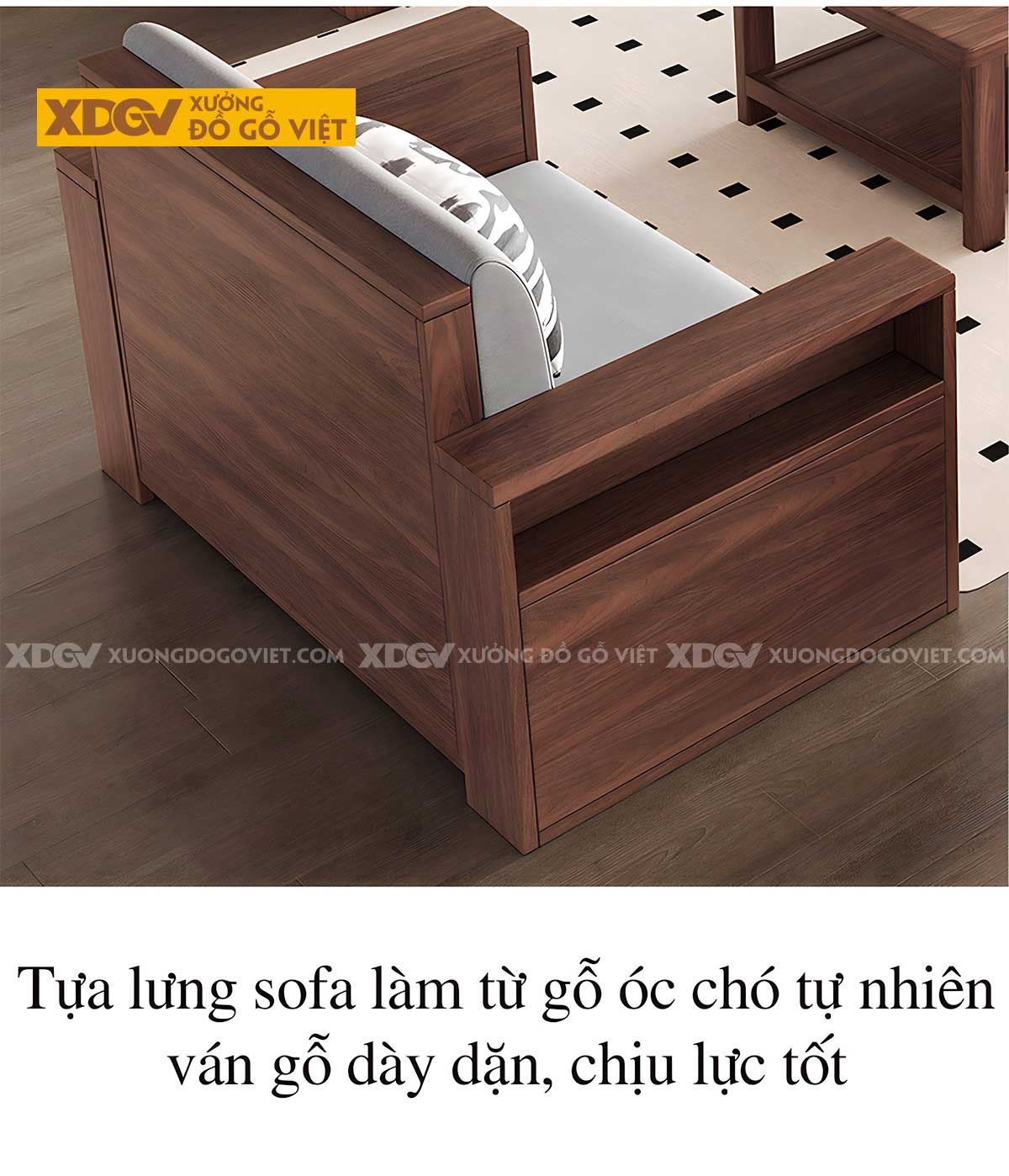 Bộ Bàn Ghế Óc Chó Hiện Đại Vuông Vắn