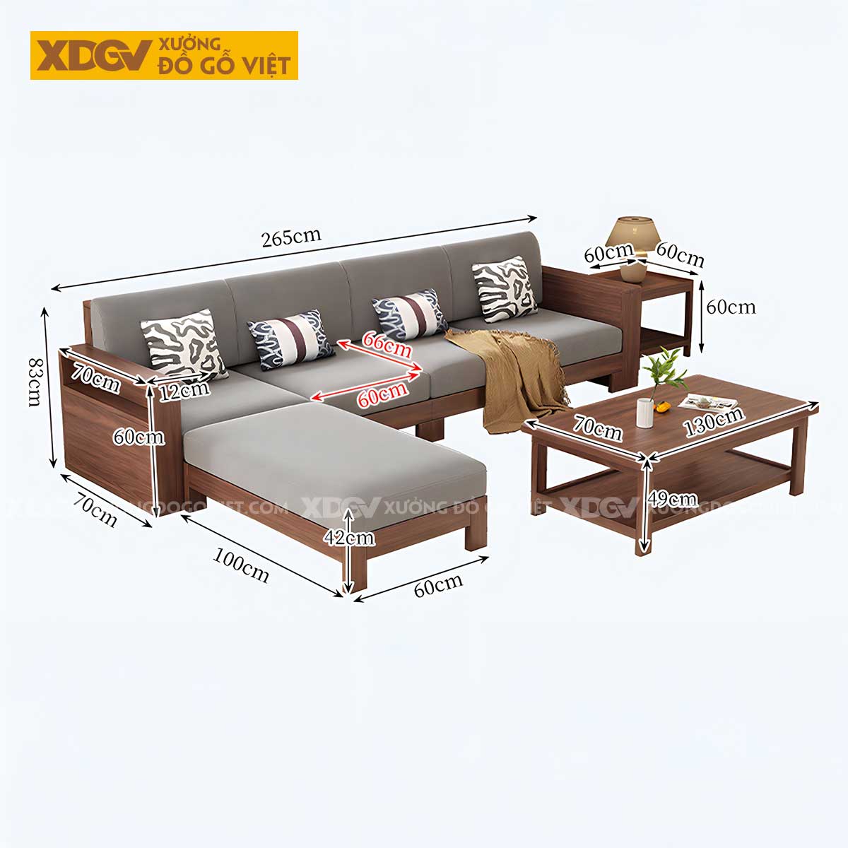 Bộ Bàn Ghế Óc Chó Hiện Đại Vuông Vắn