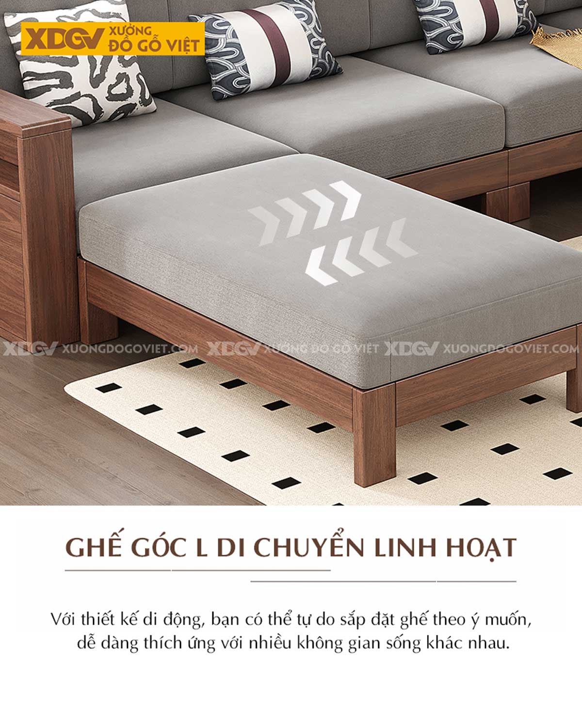 Bộ Bàn Ghế Óc Chó Hiện Đại Vuông Vắn