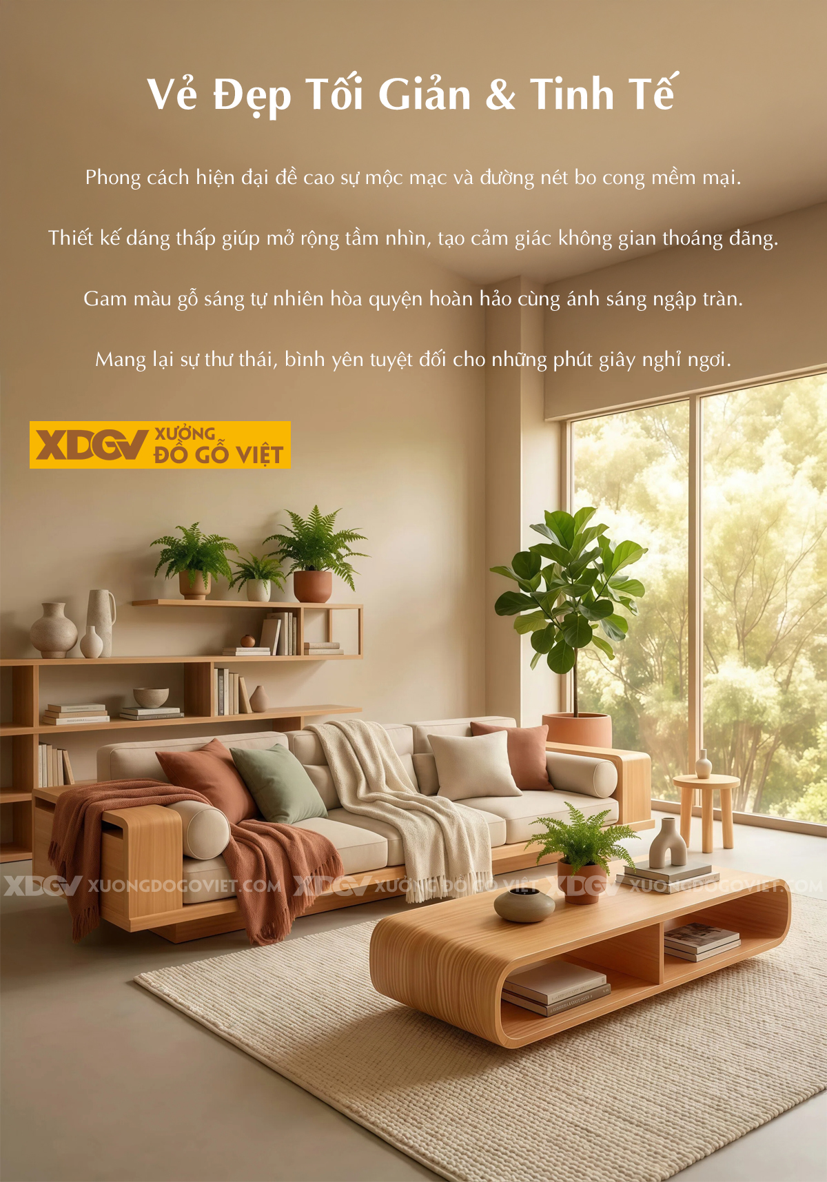 Bộ Bàn ghế Sofa 1 Văng Dáng Thấp Kèm Bàn Trà Oval Độc Đáo