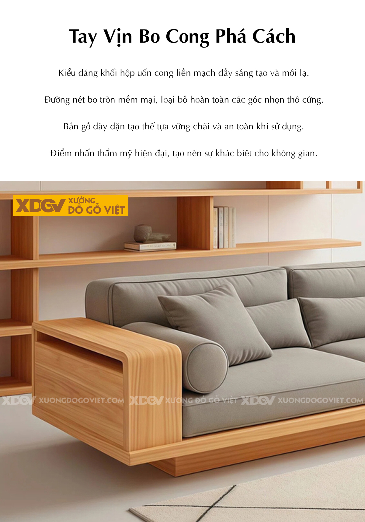 Bộ Bàn ghế Sofa 1 Văng Dáng Thấp Kèm Bàn Trà Oval Độc Đáo