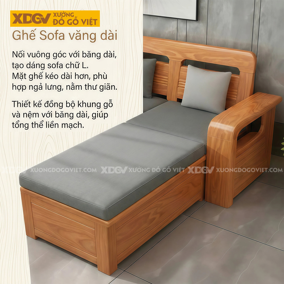 Bộ Bàn Ghế Sofa Gỗ Gõ Đỏ Góc L 4 Món