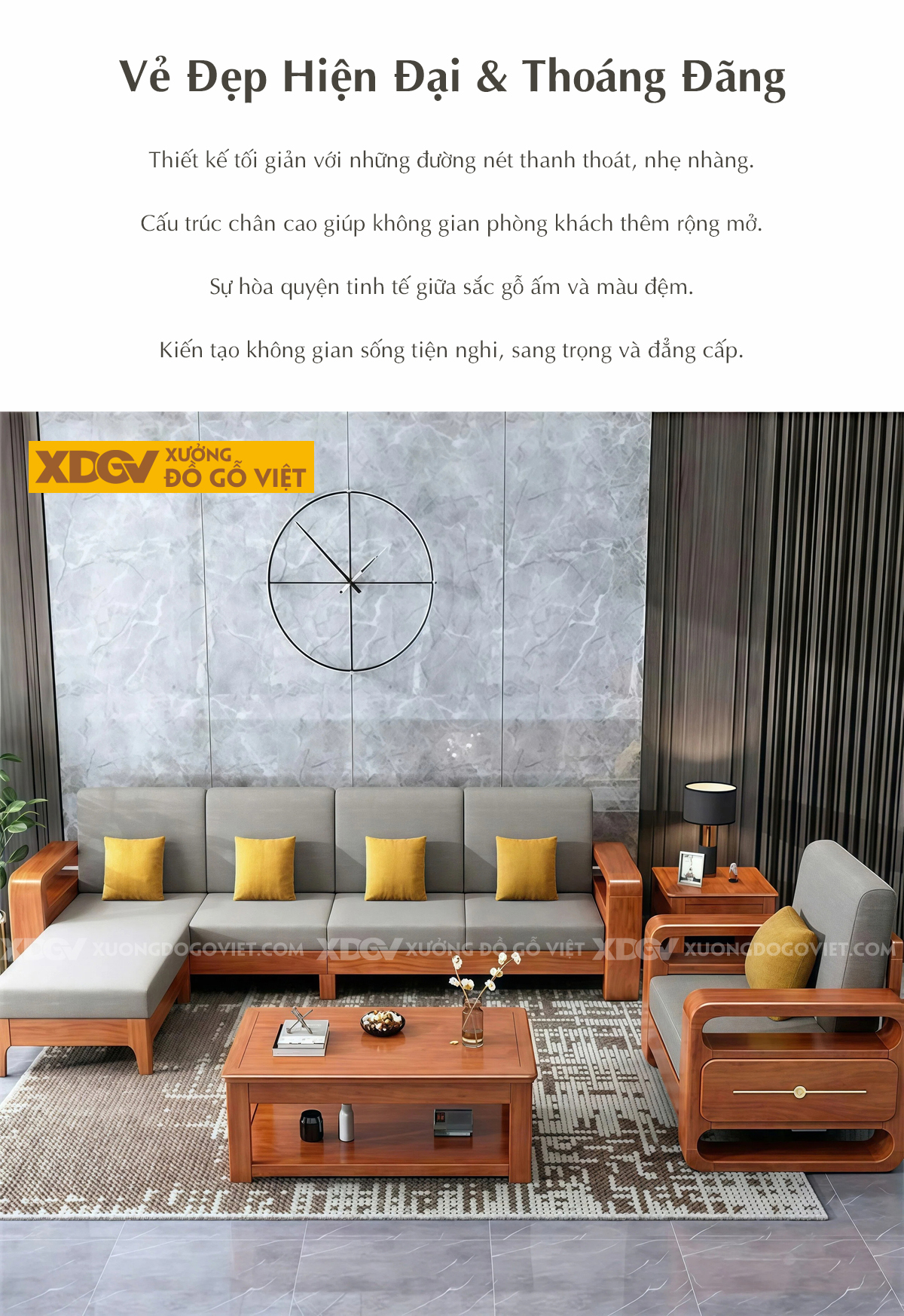 Bộ Bàn Ghế Sofa Phòng Khách Gỗ Gõ Đỏ Thiết Kế Hình Khối
