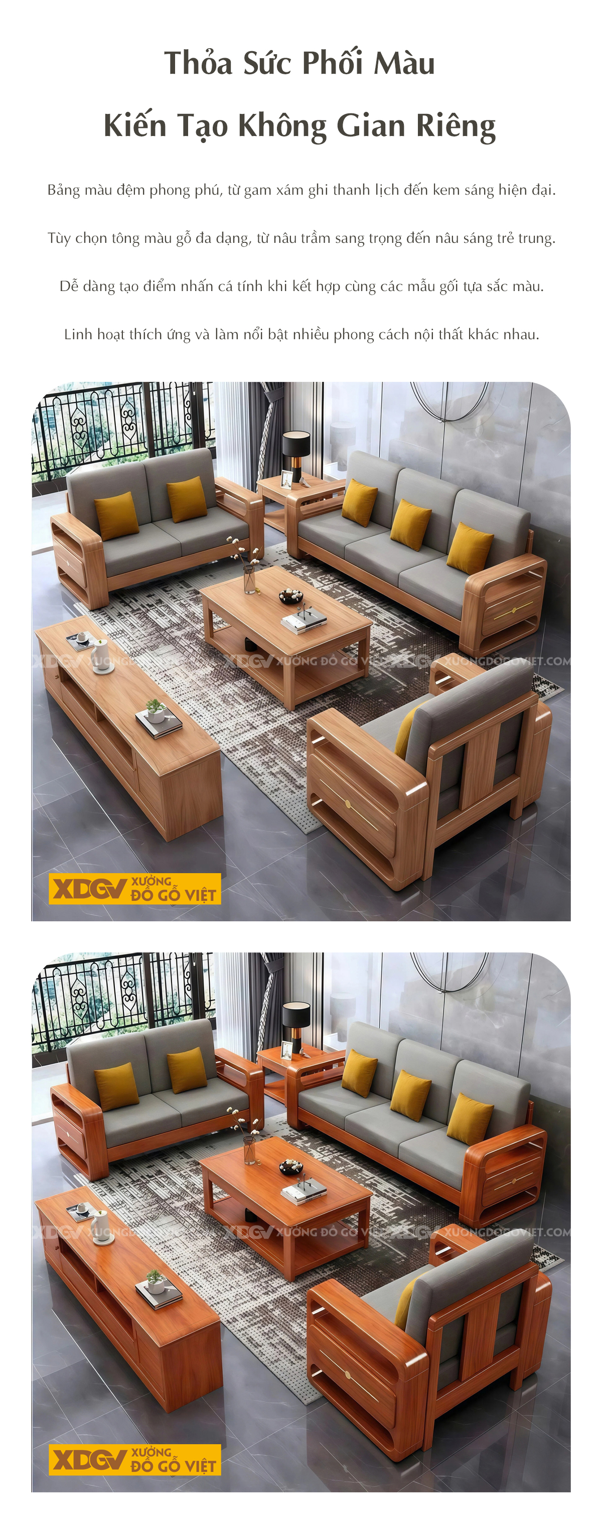 Bộ Bàn Ghế Sofa Phòng Khách Gỗ Gõ Đỏ Thiết Kế Hình Khối
