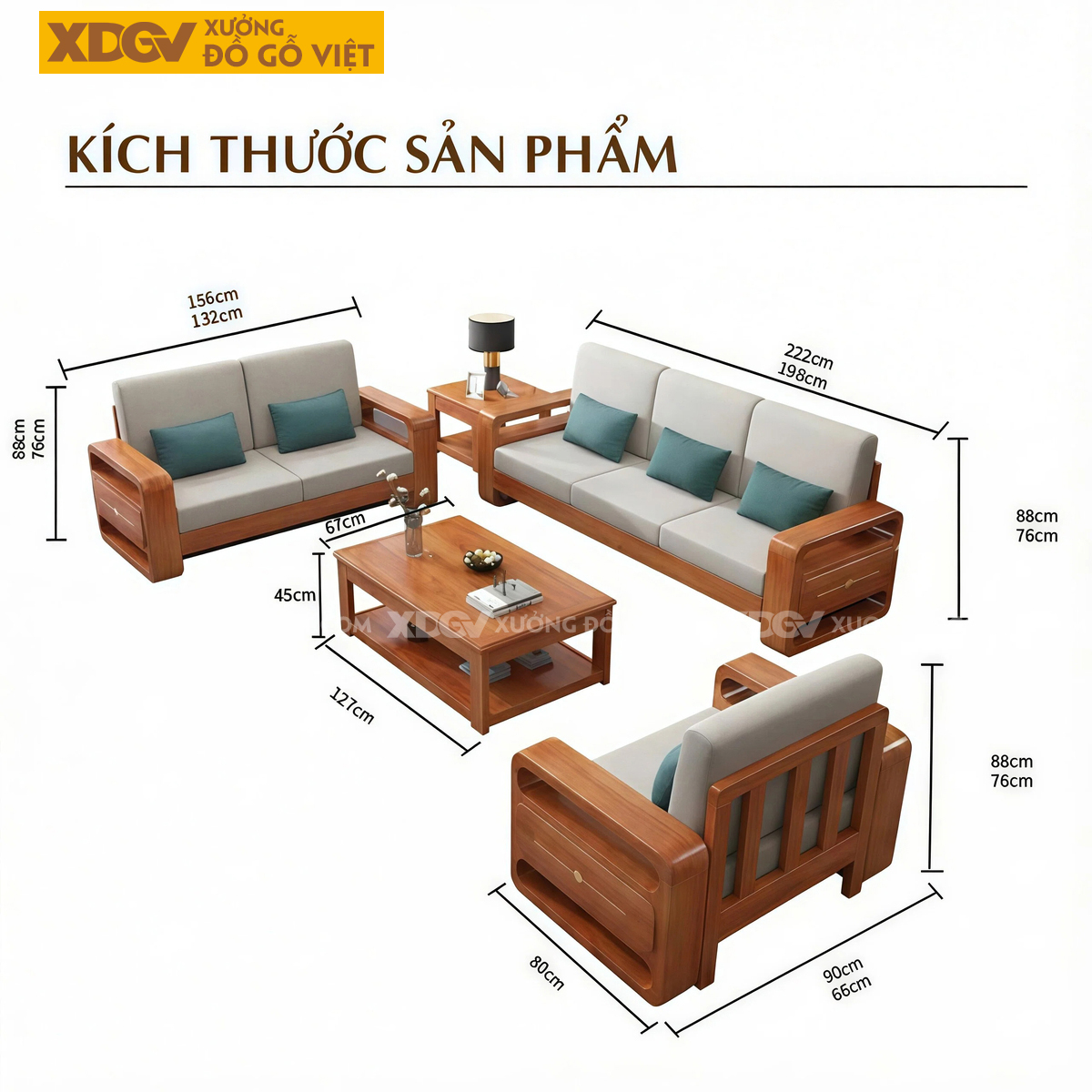 Bộ Bàn Ghế Sofa Phòng Khách Gỗ Gõ Đỏ Thiết Kế Hình Khối