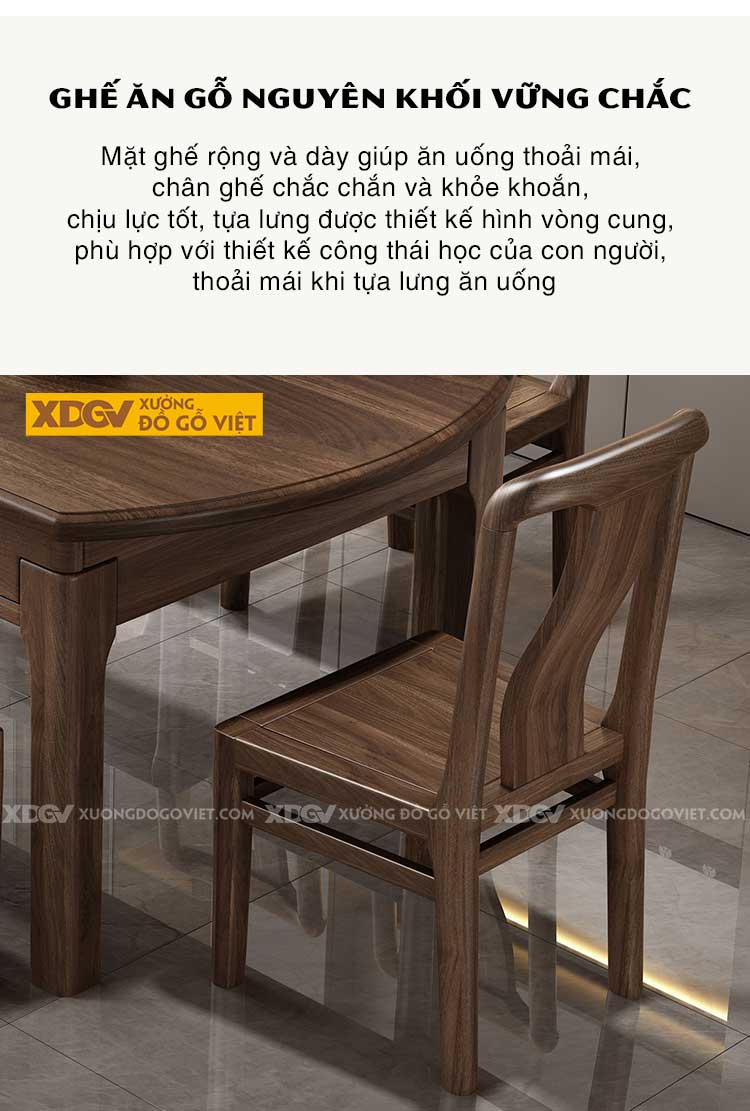 Bộ Bàn Gỗ Óc Chó Hiện Đại Thay Đổi Vuông Tròn Linh Hoạt