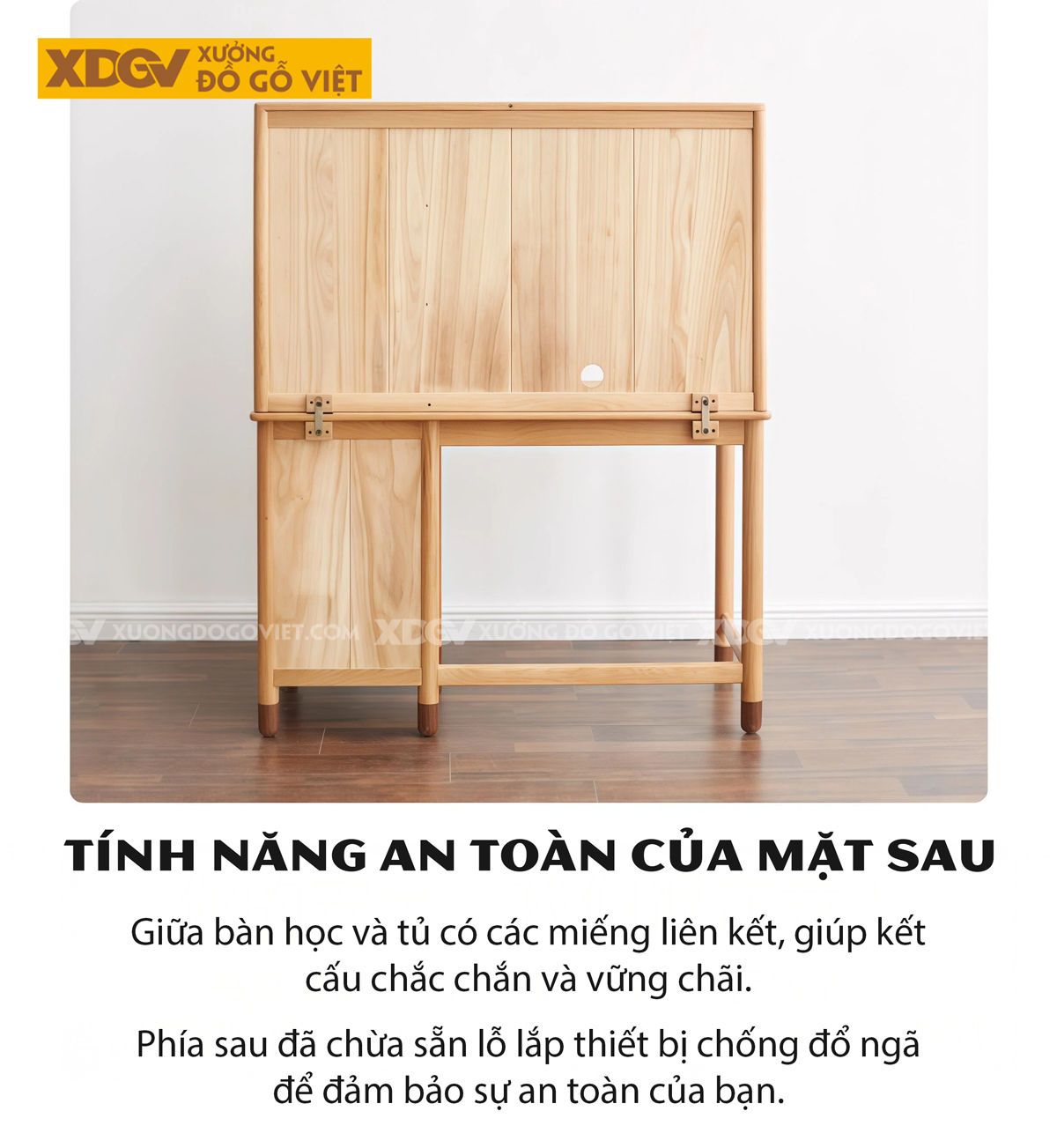 Bộ Bàn Học Liền Giá Sách Gỗ Sồi Mỹ Phong Cách Nhật Bản