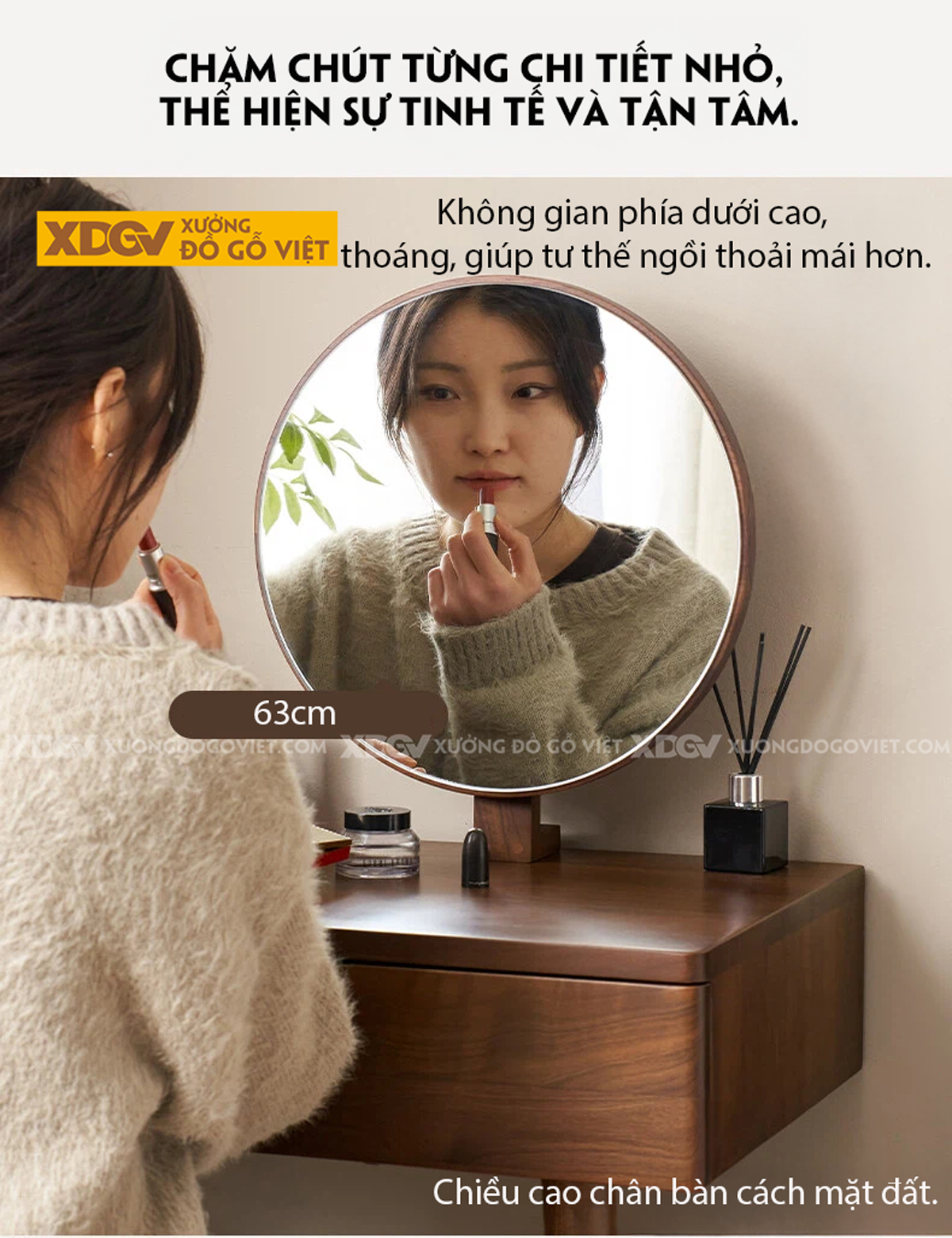 Bộ Bàn Trang Điểm Để Phòng Ngủ Gỗ Óc Chó Vách Nan Trang Trí