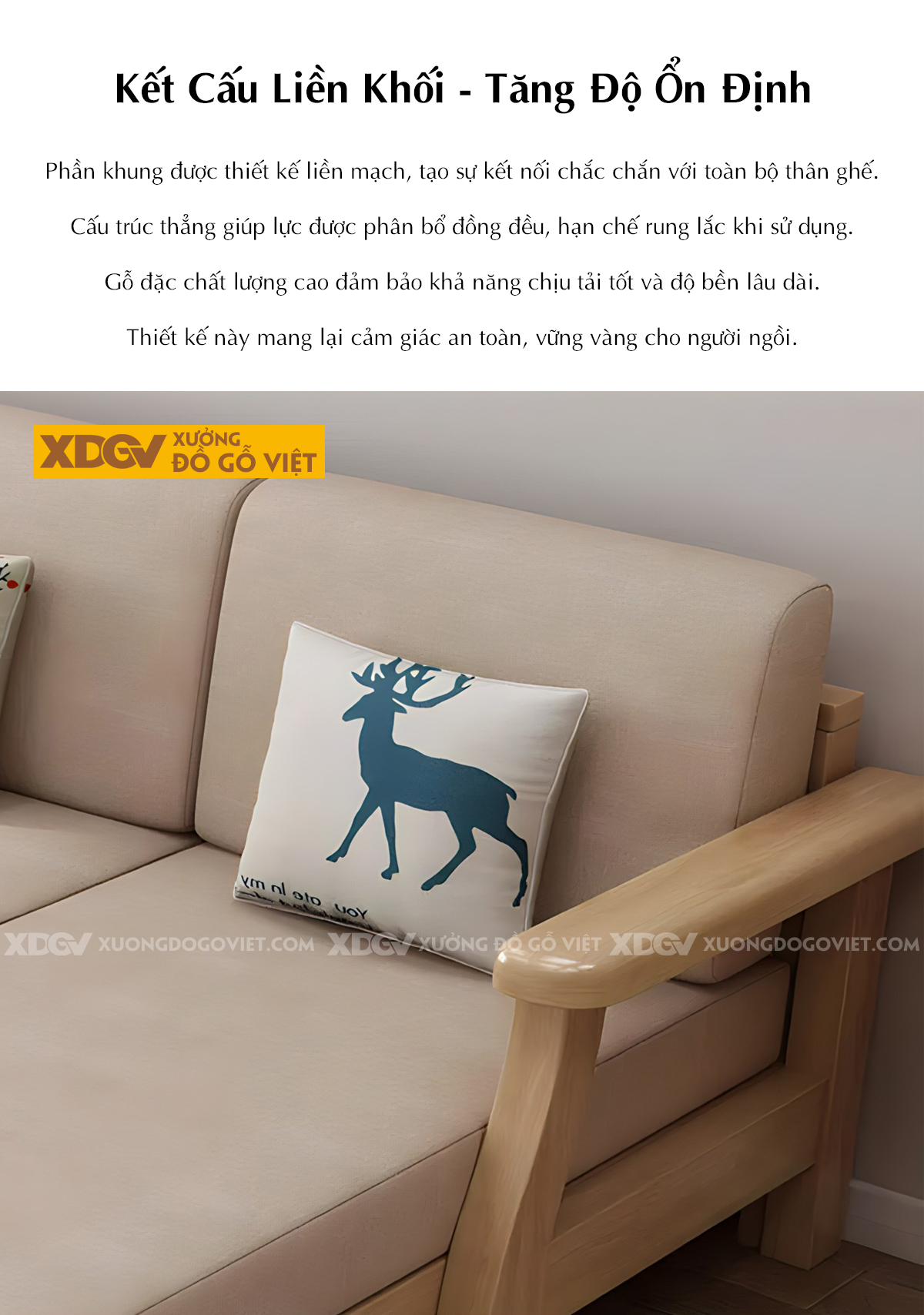 Bộ Ghế Sofa Gia Đình Tựa Thanh Nan Chân Trụ Trước Uốn Cong