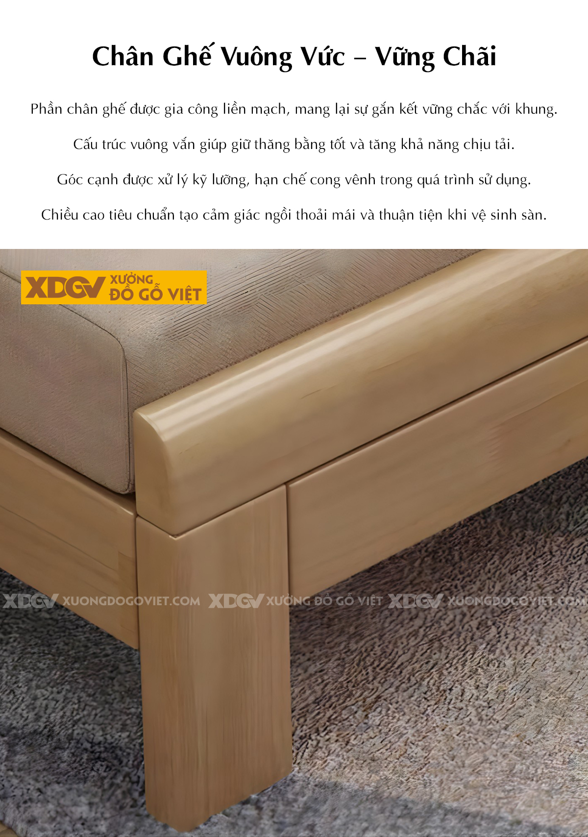 Bộ Ghế Sofa Gia Đình Tựa Thanh Nan Chân Trụ Trước Uốn Cong