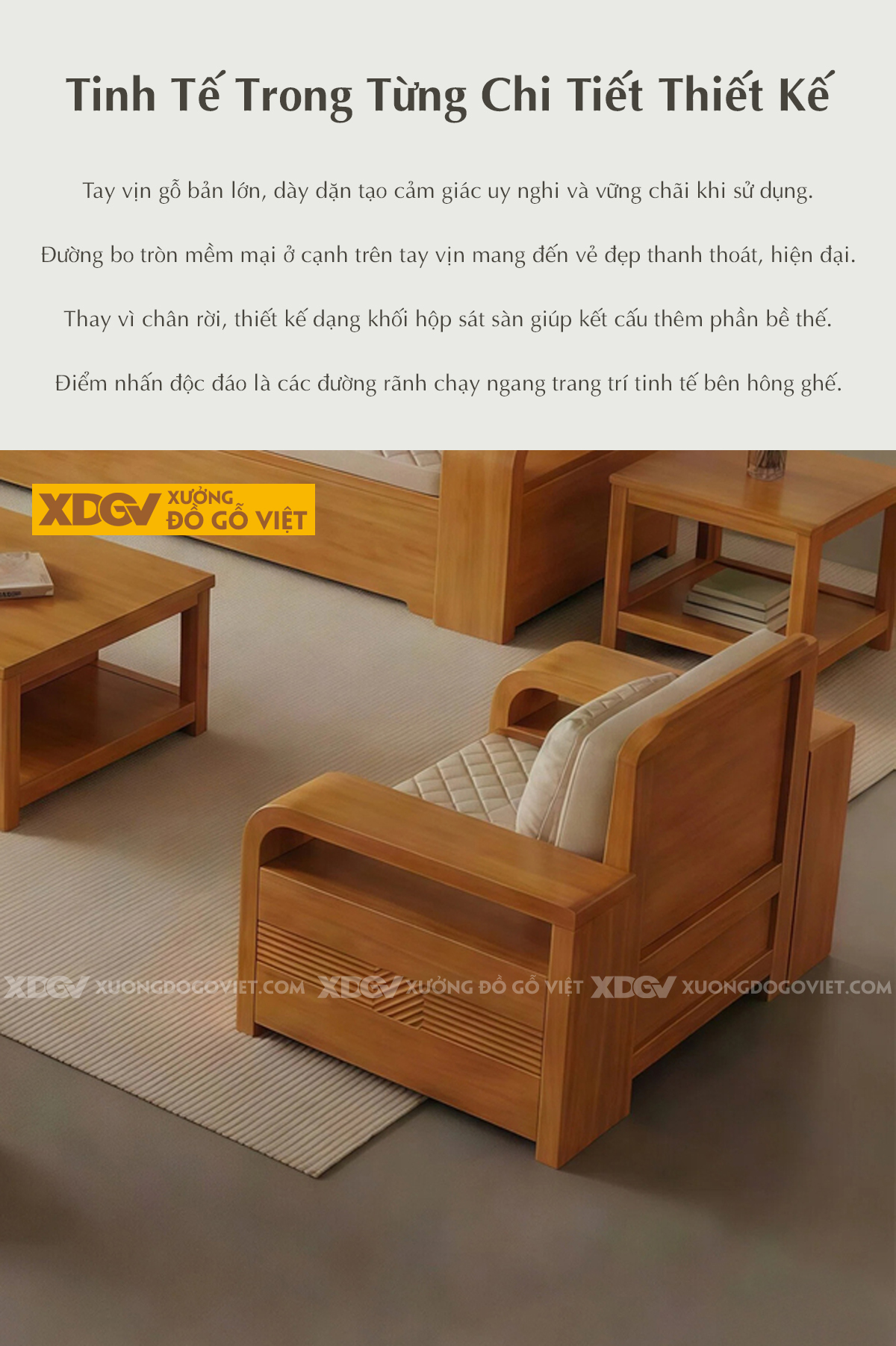 Bộ Sofa Gỗ Gõ Đỏ Phòng Khách Á Đông Tay Vịn Bản Lớn Bo Tròn