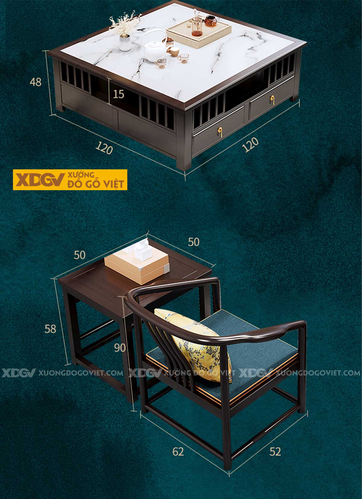 Bộ Sofa Gỗ Lim Tự Nhiên Á Đông Đương Đại Sang Trọng Bề Thế