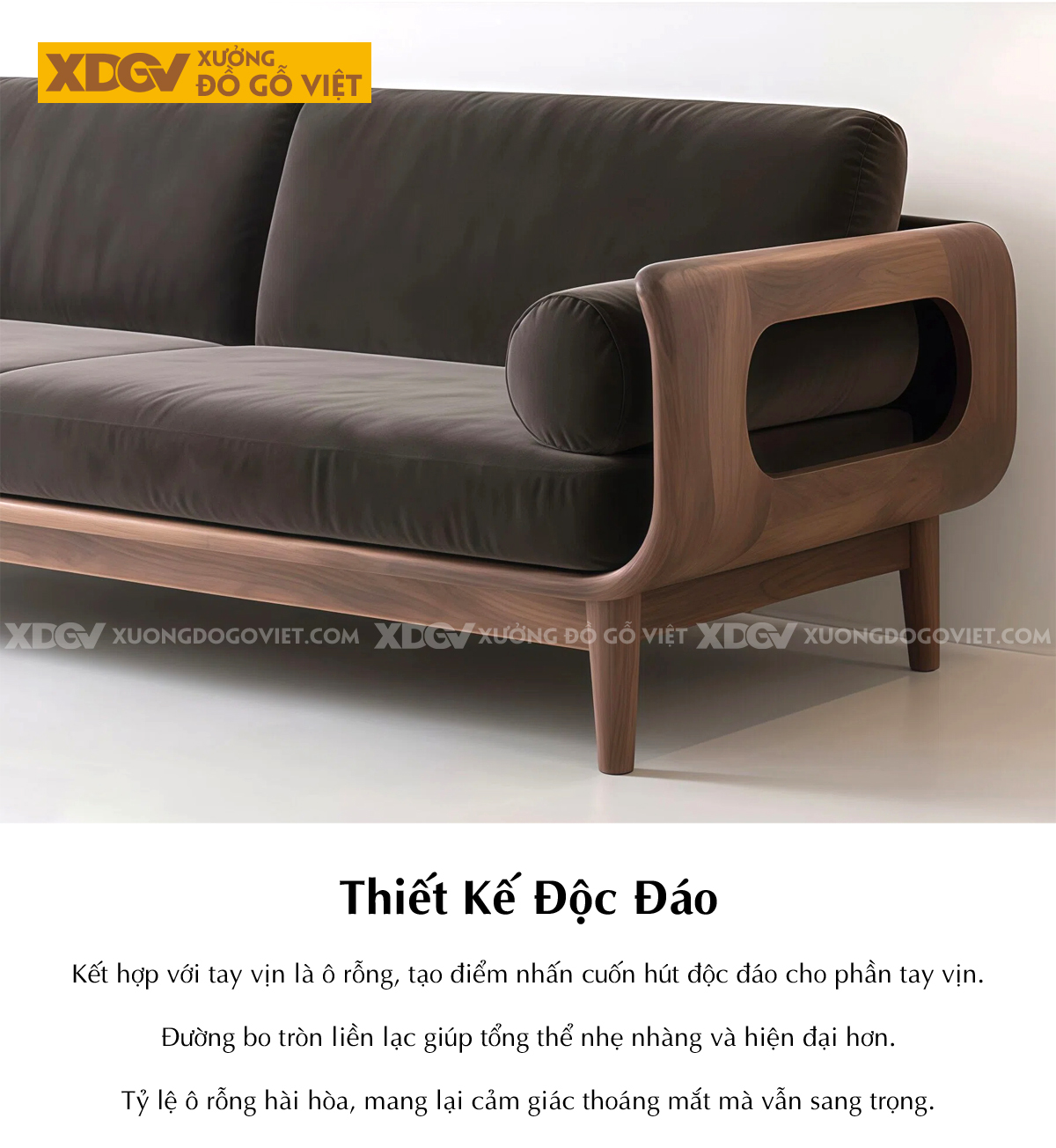 Bộ Sofa Gỗ Óc Chó Sang Trọng Thiết Kế Dáng Thuyền Độc Đáo